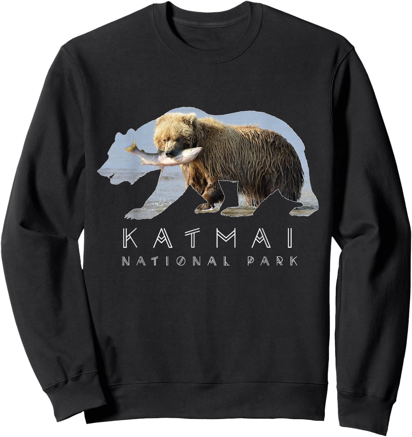 Alaskan Bear Katmai National Park Lake Image Alaska Souvenir Sweatshirt - Sweatshirt | Black