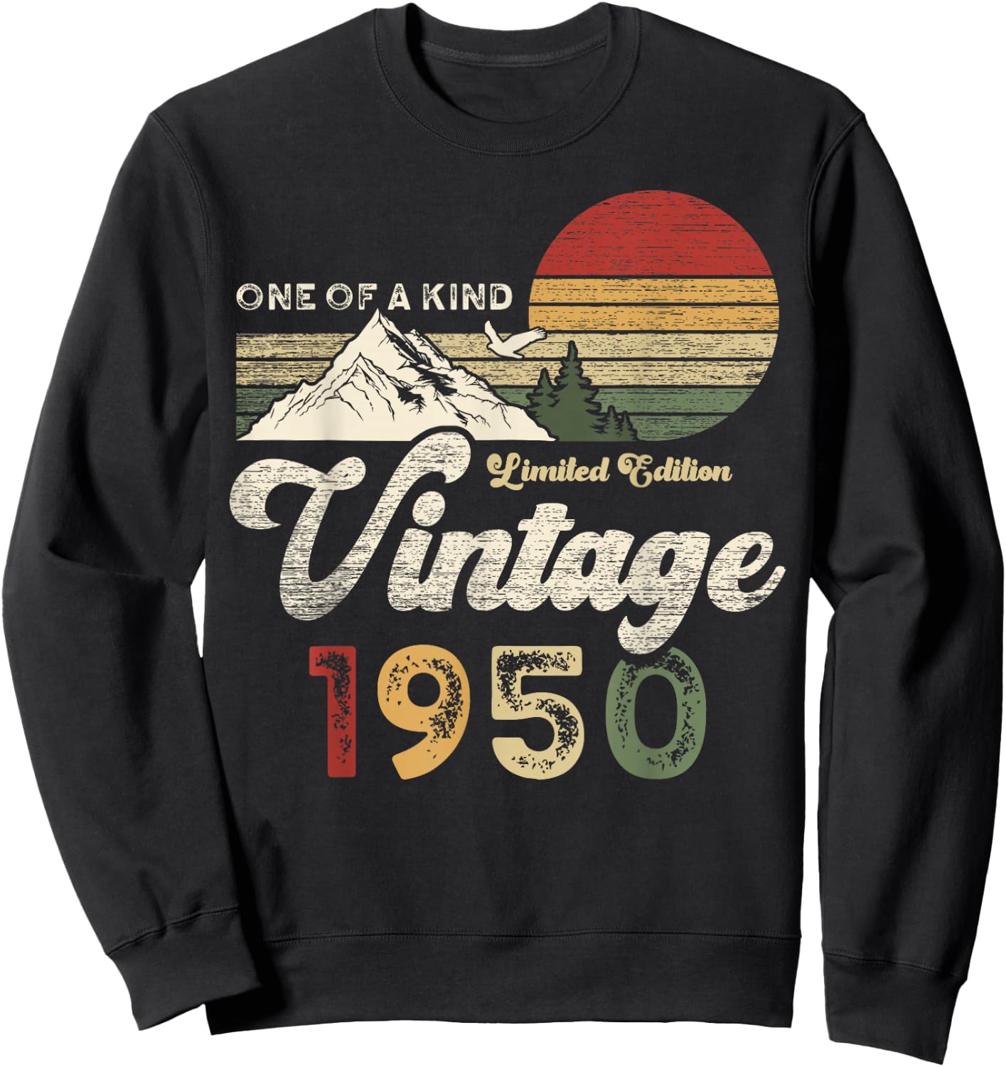 Vintage 1950 Birthday 75 Years Old Retro Eagle Mountains Sweatshirt - Sweatshirt | Black