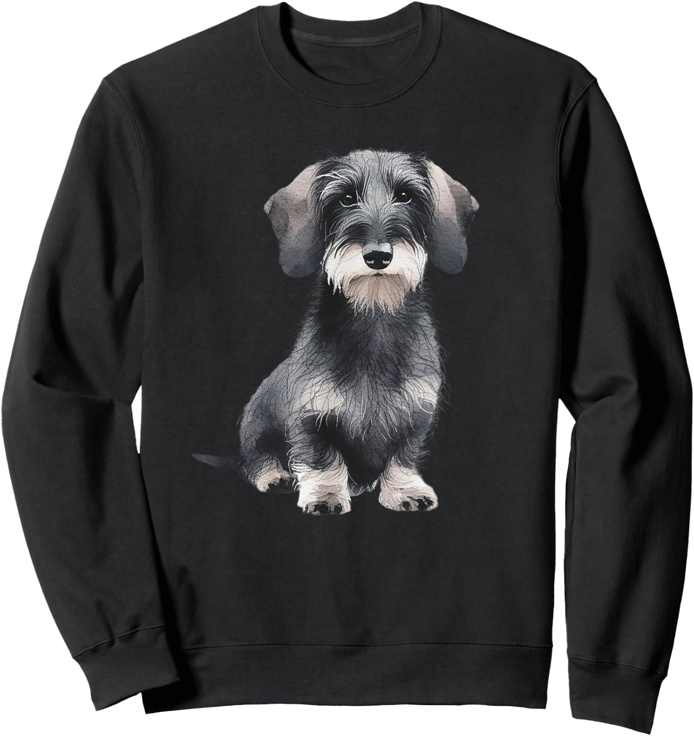 Wirehaired Dachshund Sitting Dog Sweatshirt - Sweatshirt | Black