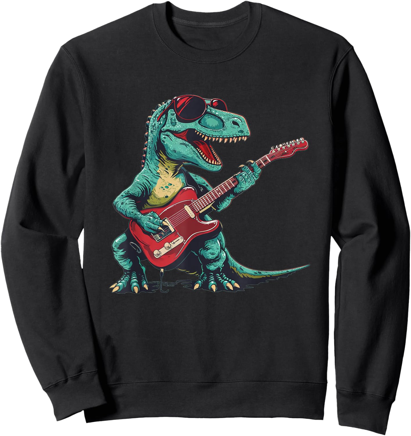 Guitar dinosaur for Jurassic and music lovers Sweatshirt - Sweatshirt | Black