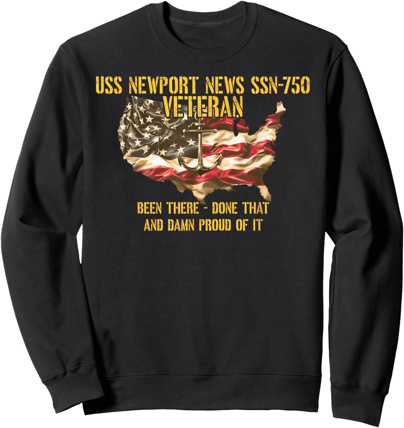 Vintage USS Newport News SSN-750 Attack Submarine Veteran Sweatshirt - Sweatshirt | Black
