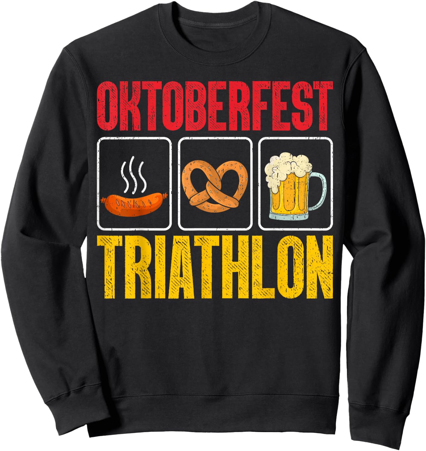 Oktoberfest Triathlon Funny Bavarian Wurst Pretzel Running Sweatshirt - Sweatshirt | Black