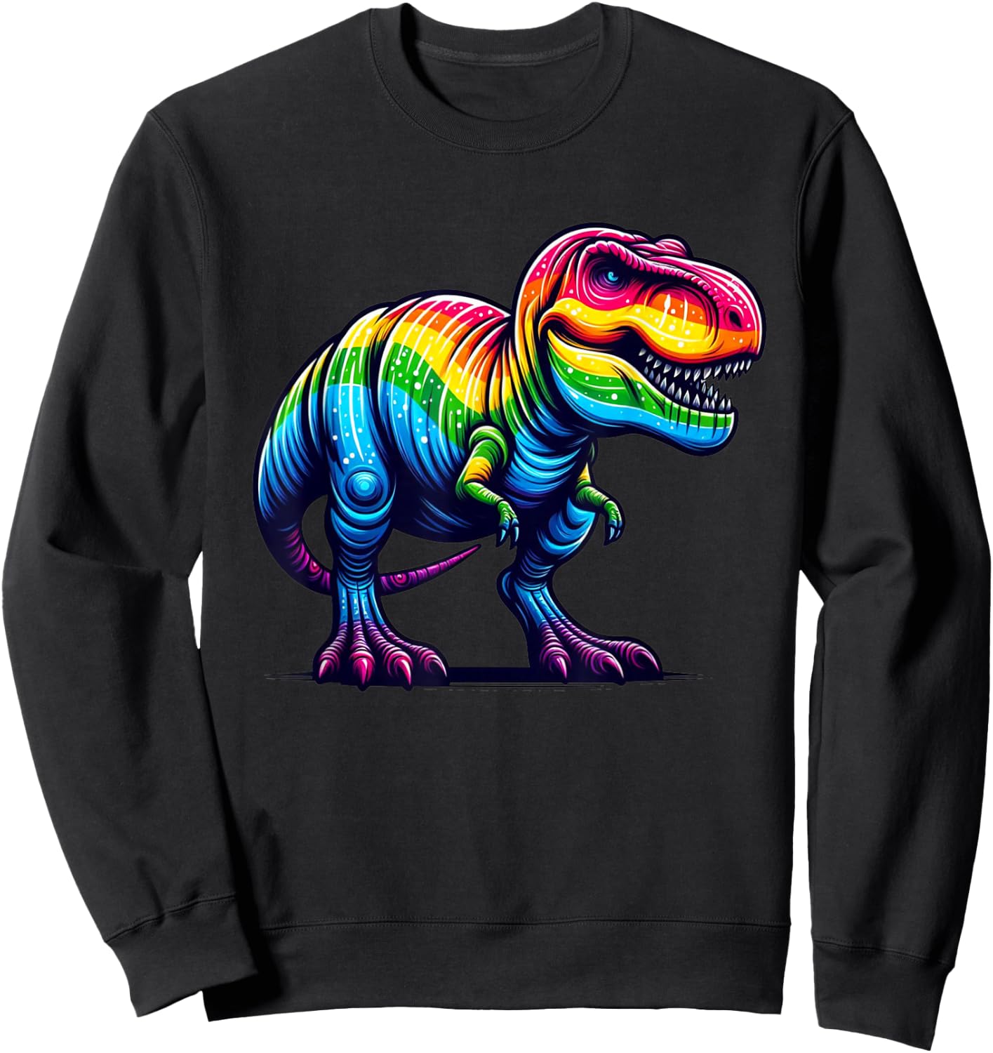 Rainbow T-Rex Dinosaur Lovers Tyrannosaurus Rex Rainbow Sweatshirt - Sweatshirt | Black