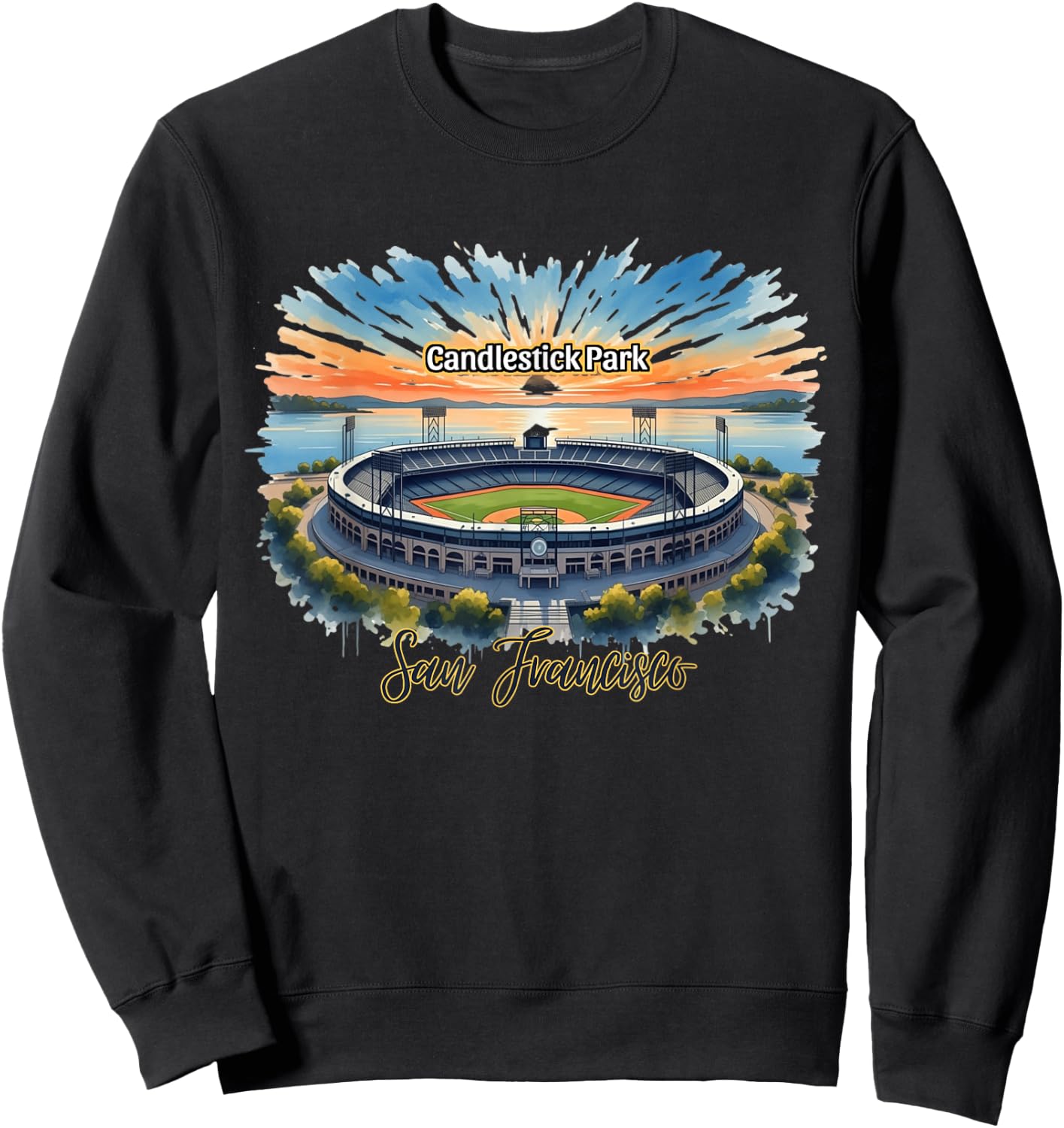 Candlestick Park San Francisco Sunset Baseball Stadium Sweatshirt - Sweatshirt | Black