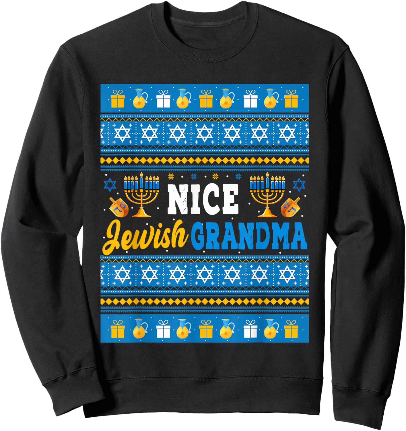Nice Jewish Grandma Hanukkah Menorah Dreidel Matching Family Sweatshirt - Sweatshirt | Black