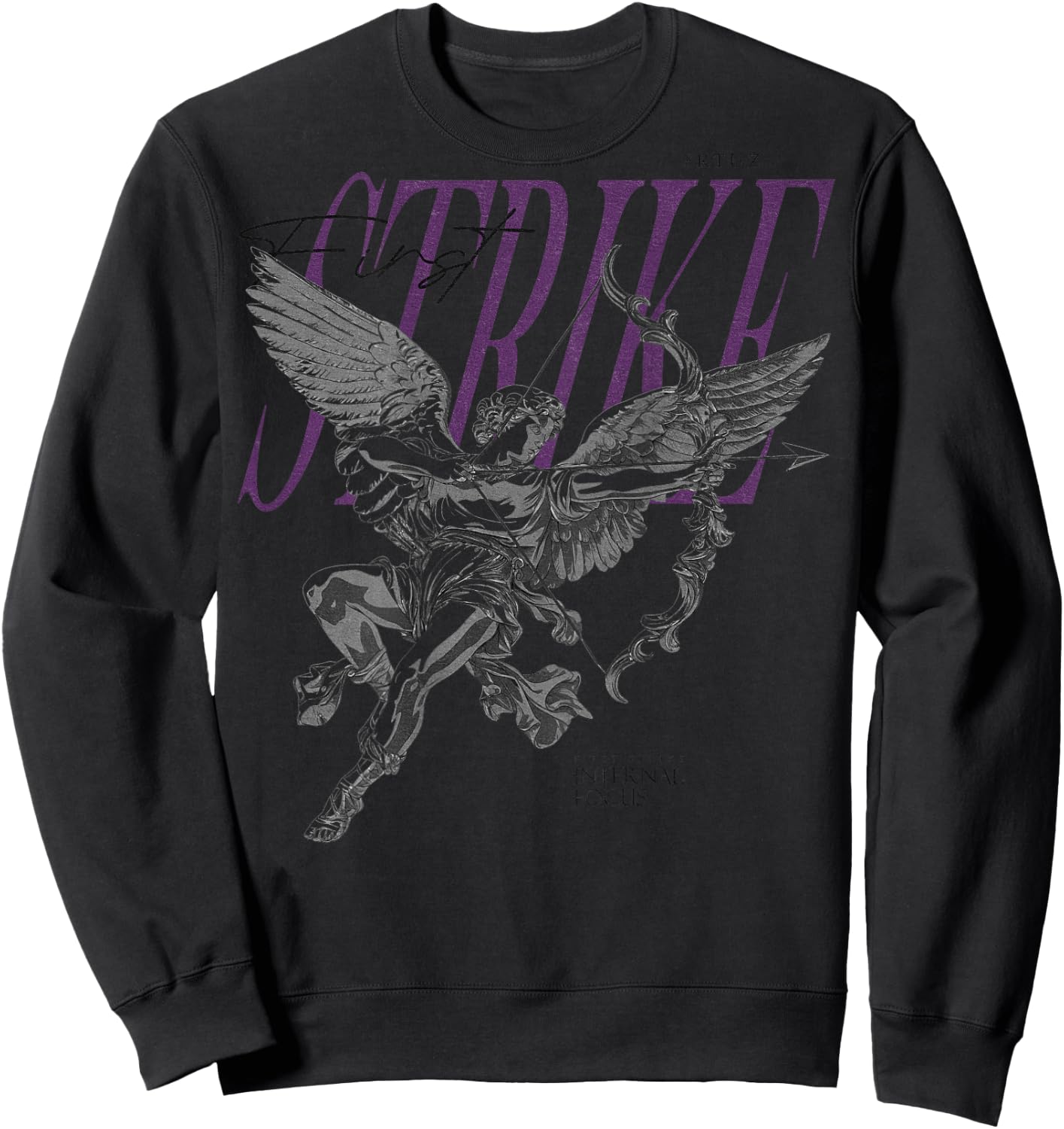 Hip Hop Vintage Edgy Urban Y2K Back Print Streetwear Angel Sweatshirt - Sweatshirt | Black