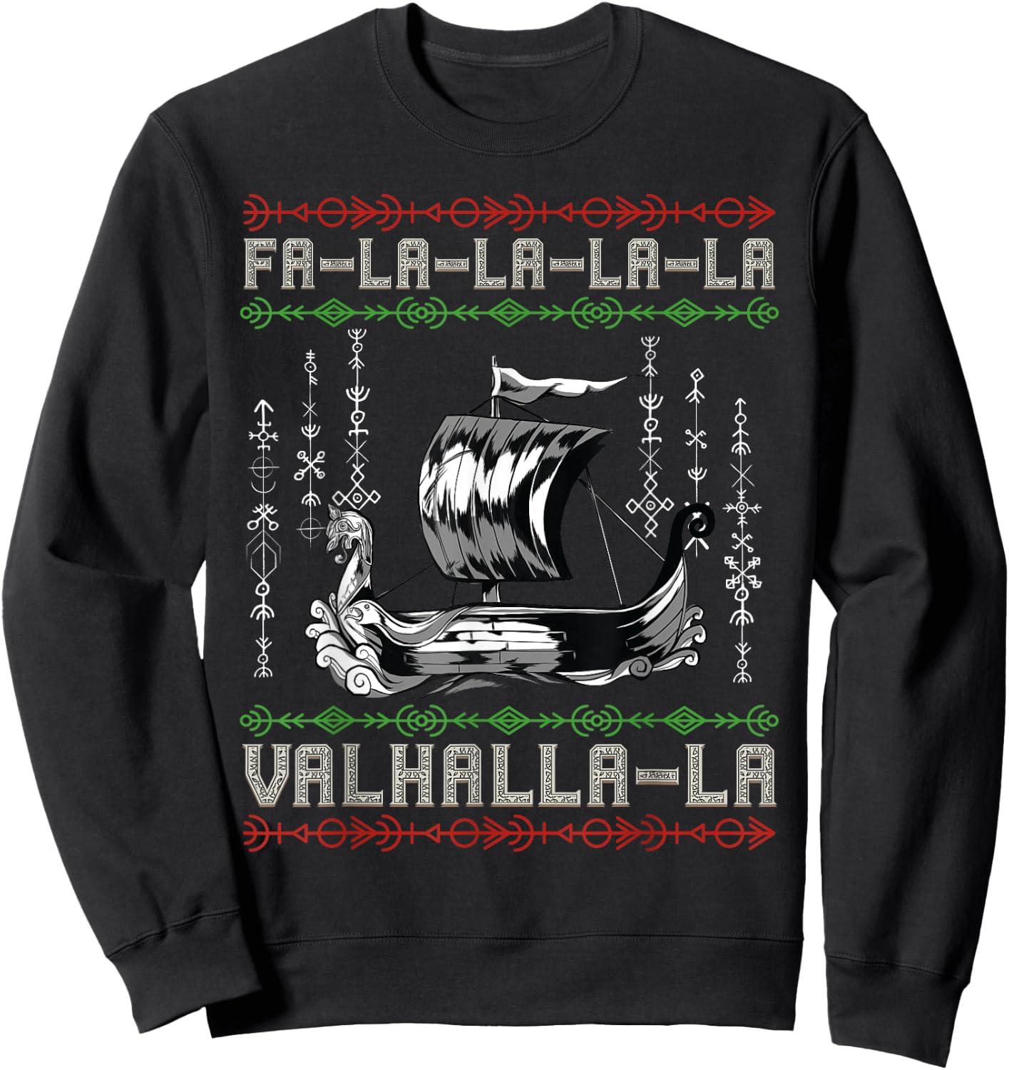 Viking Pagan Christmas - Norse Ship - Viking Longship Sweatshirt - Sweatshirt | Black