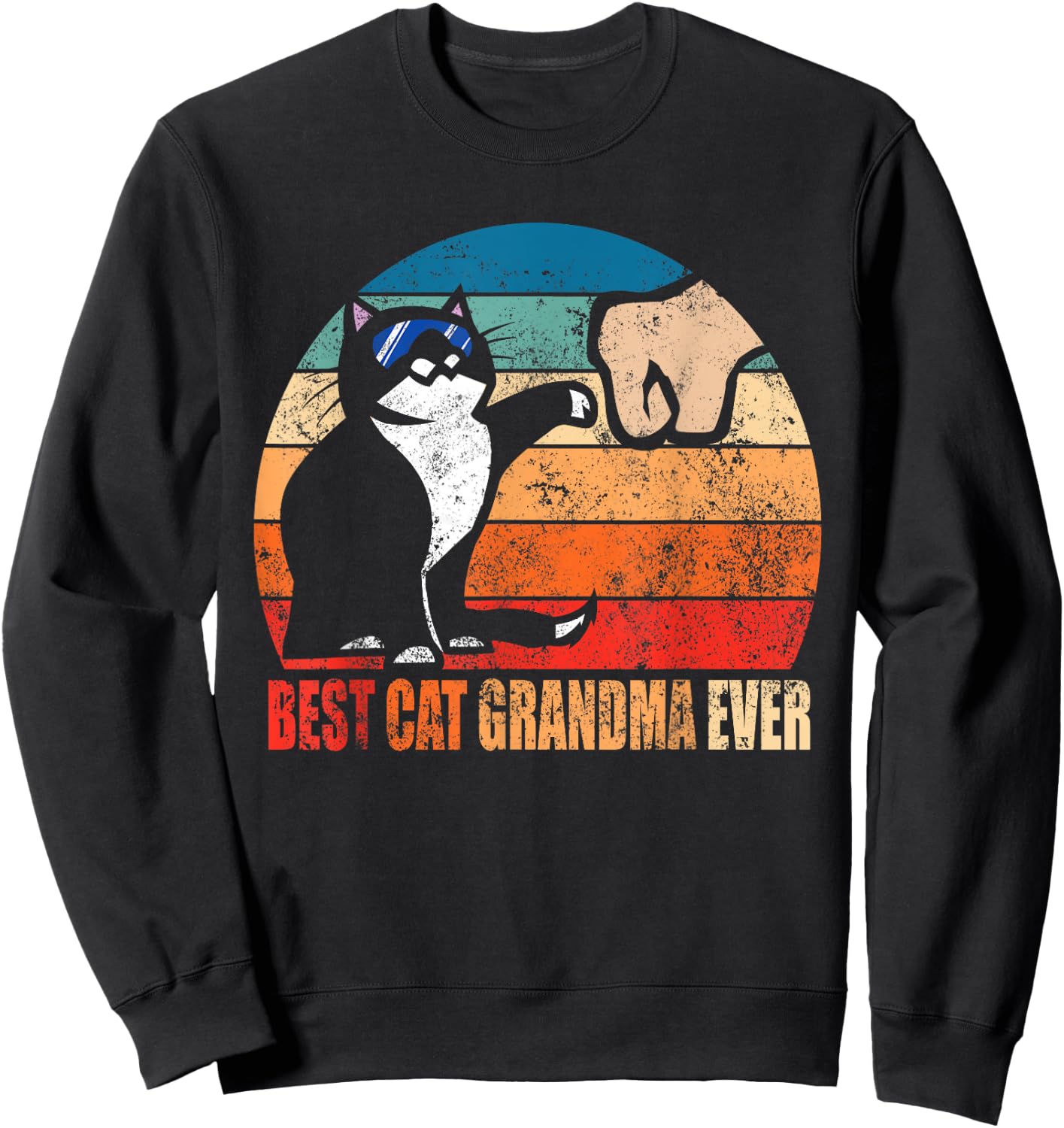 Best Cat Grandma Ever Fist Bump Funny Nana Gift Men Women Sweatshirt - Sweatshirt | Black
