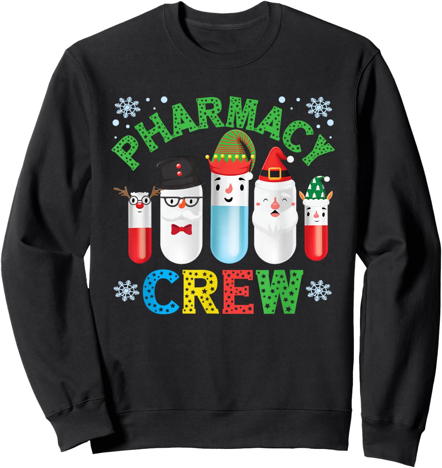 Funny Pharmacy Crew Christmas Pharmacist Gift Sweatshirt - Sweatshirt | Black