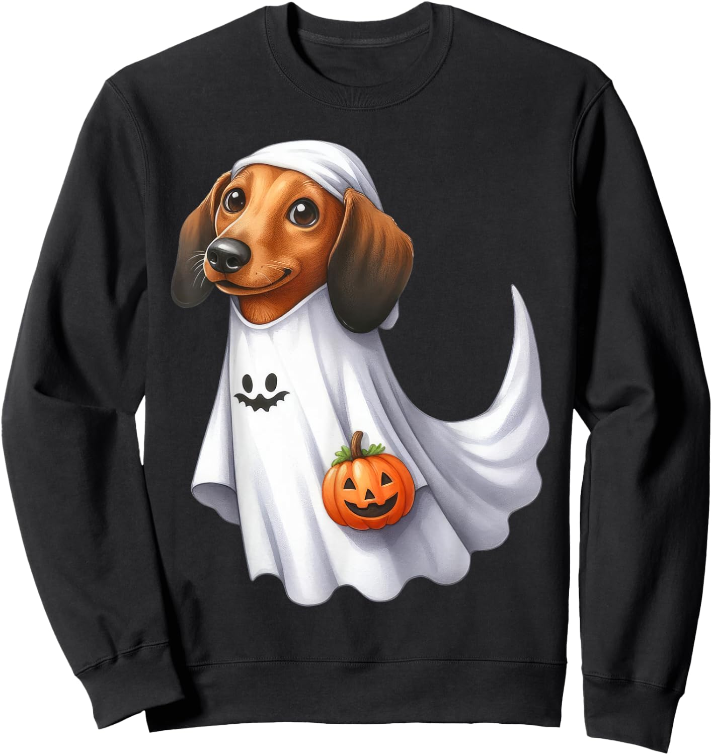 Dachshund Dog Halloween Costume Party Ghost Weiner Dog Men Women Kids Sweatshirt - Sweatshirt | Black
