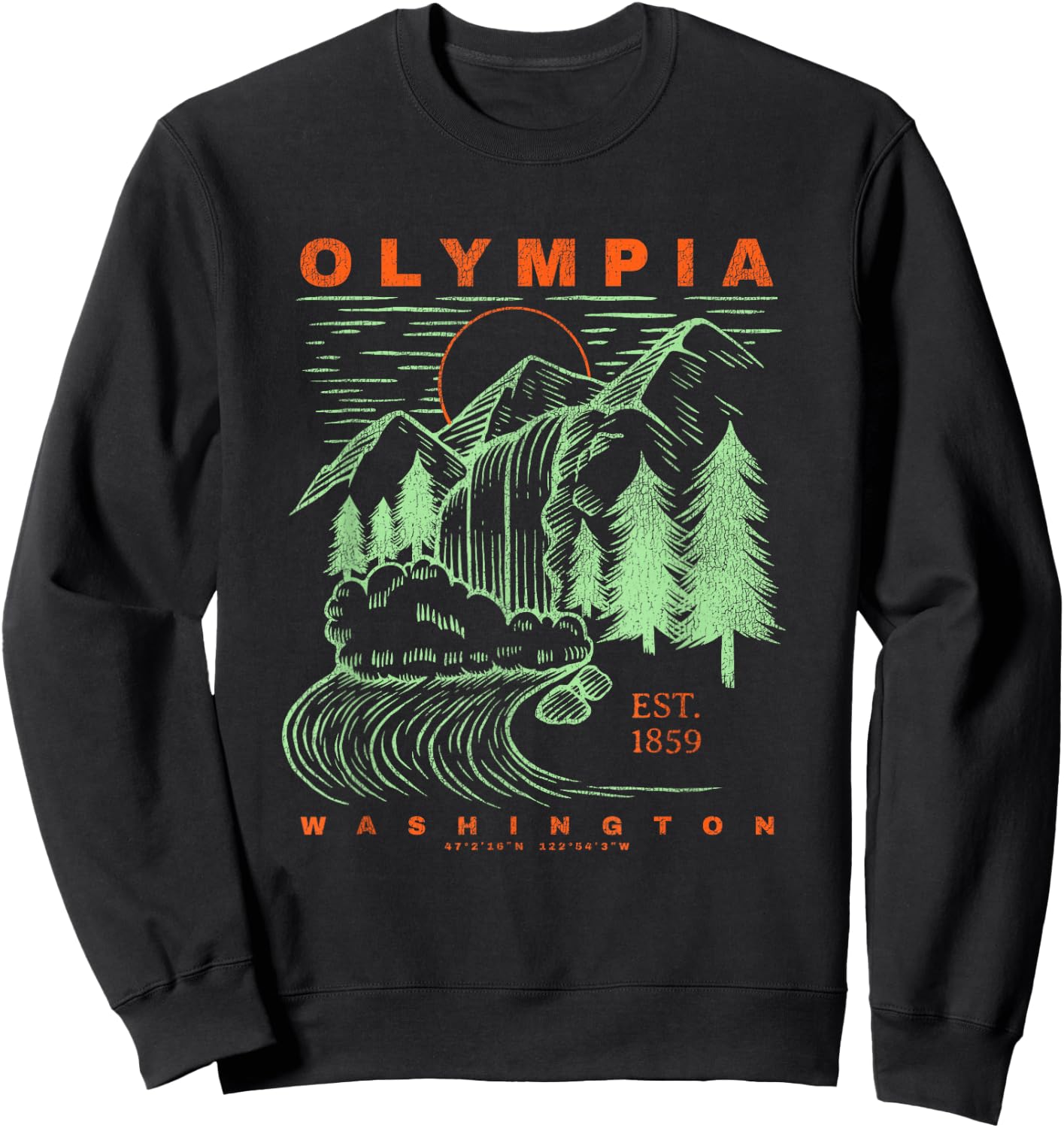 Olympia Washington Cool Travel Souvenir Rustic Olympia Sweatshirt - Sweatshirt | Black