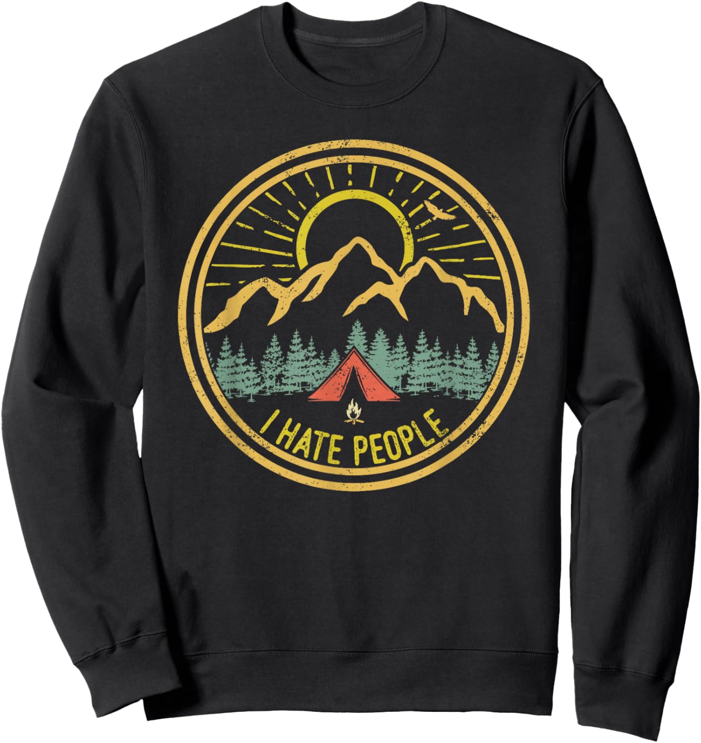 I Hate People Camping Shirt Retro Funny Camp Lovers Sweatshirt - Sweatshirt | Black