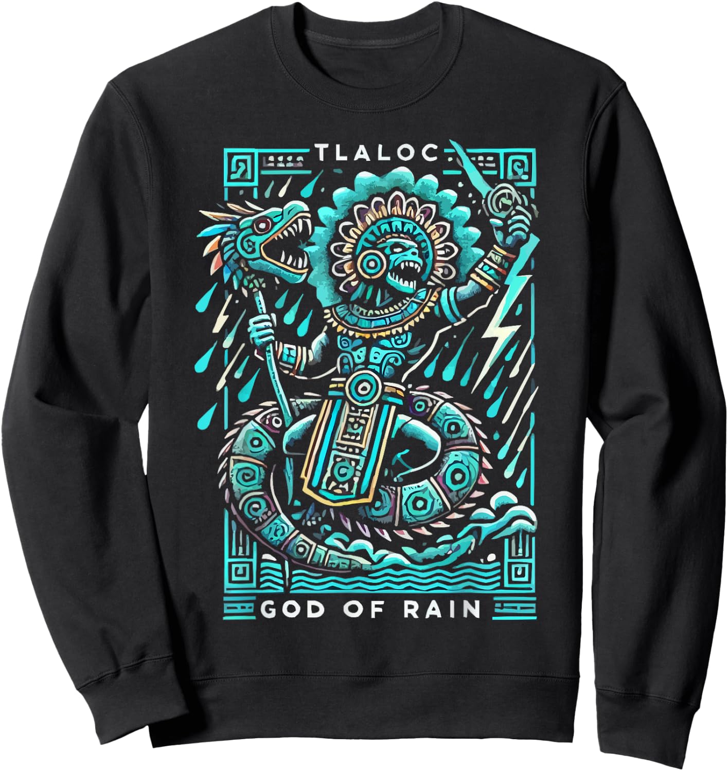 Aztec God Aztec Culture Mayan Indigenous Tlaloc Statue Sweatshirt - Sweatshirt | Black