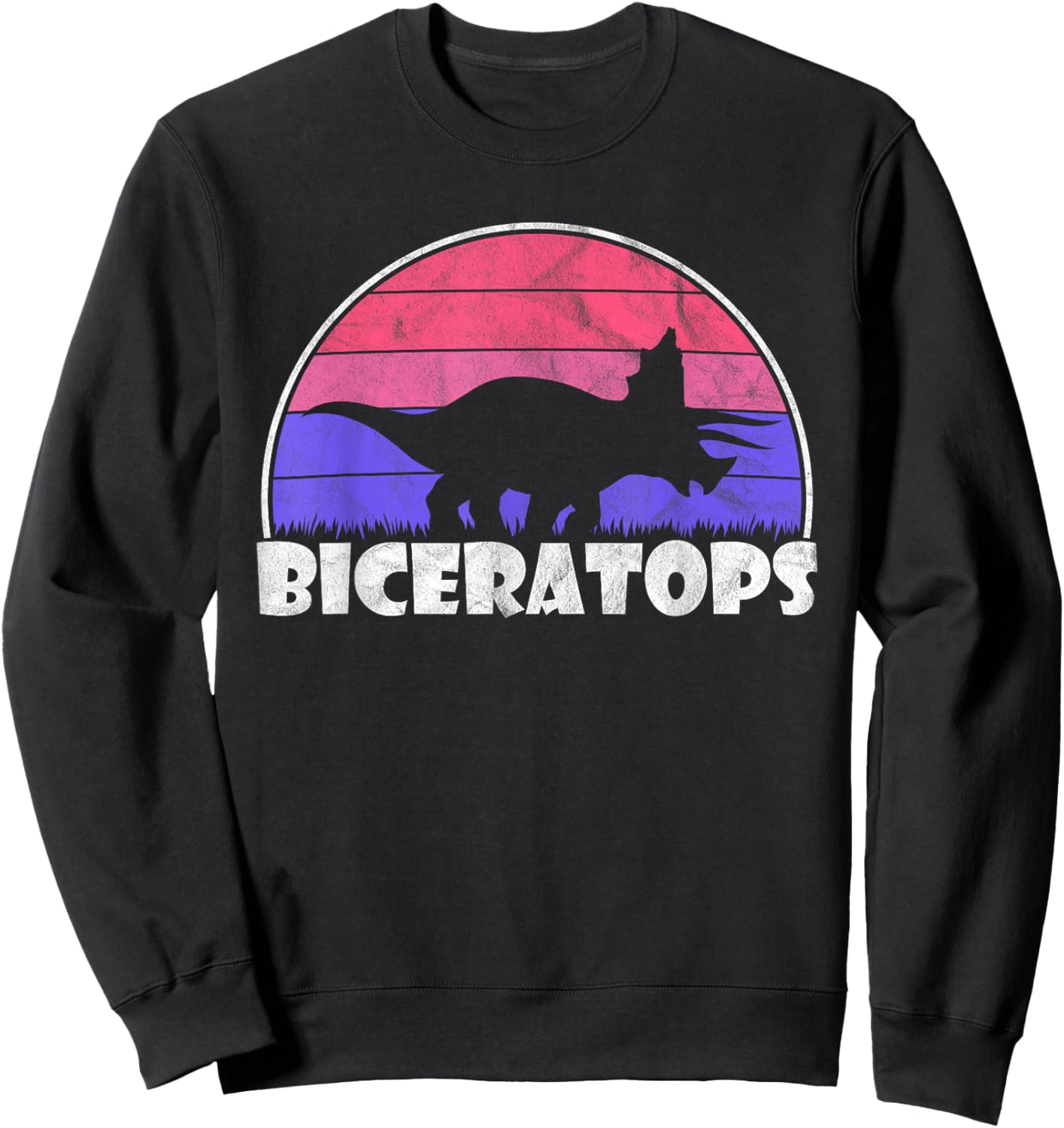 Biceratops - Gay Pride Lesbian Dinosaur Bisexual Distressed Sweatshirt - Sweatshirt | Black