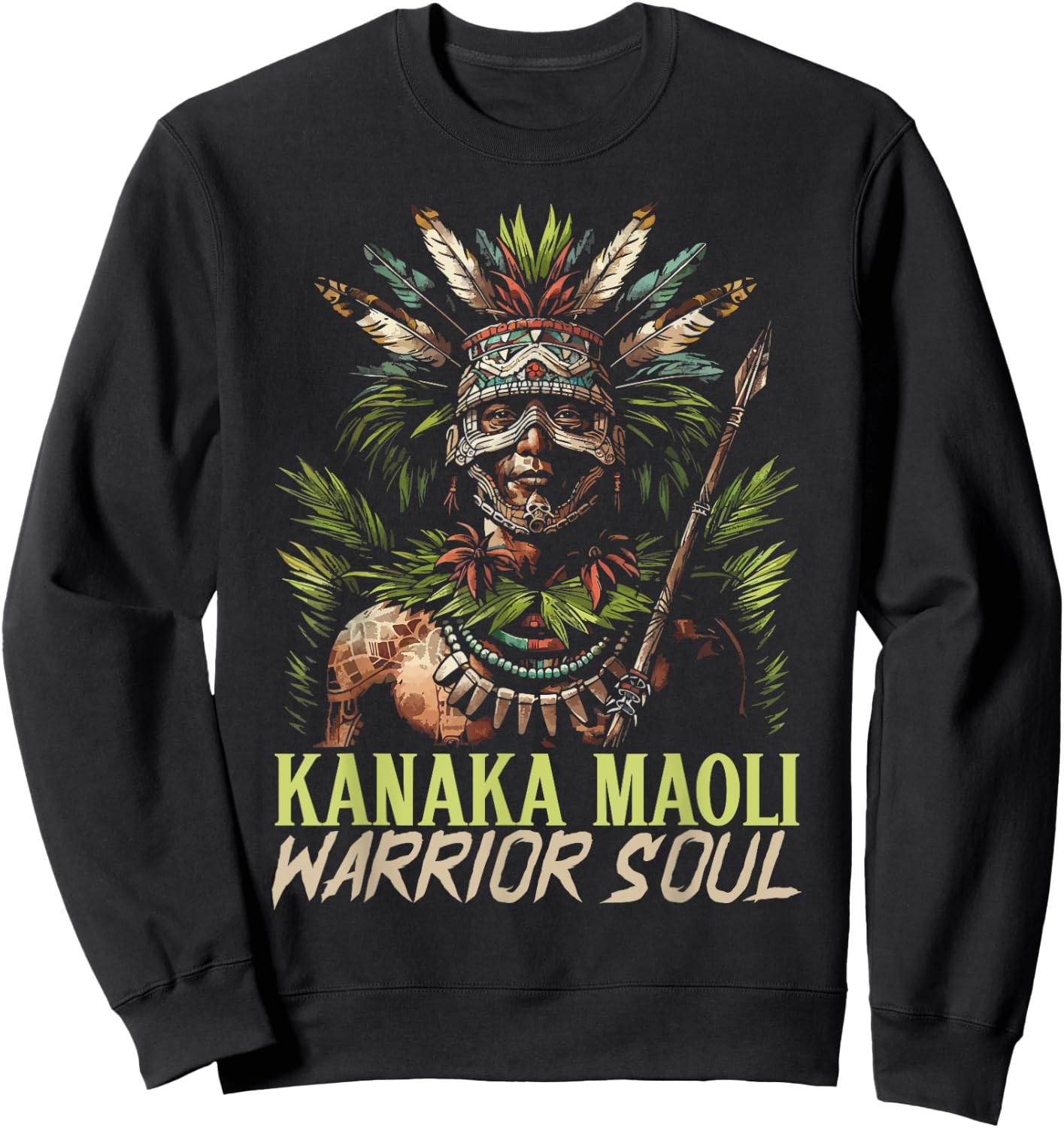 Kanaka Maoli Warrior Native Hawaiian Islands Hawaii Flag Sweatshirt - Sweatshirt | Black