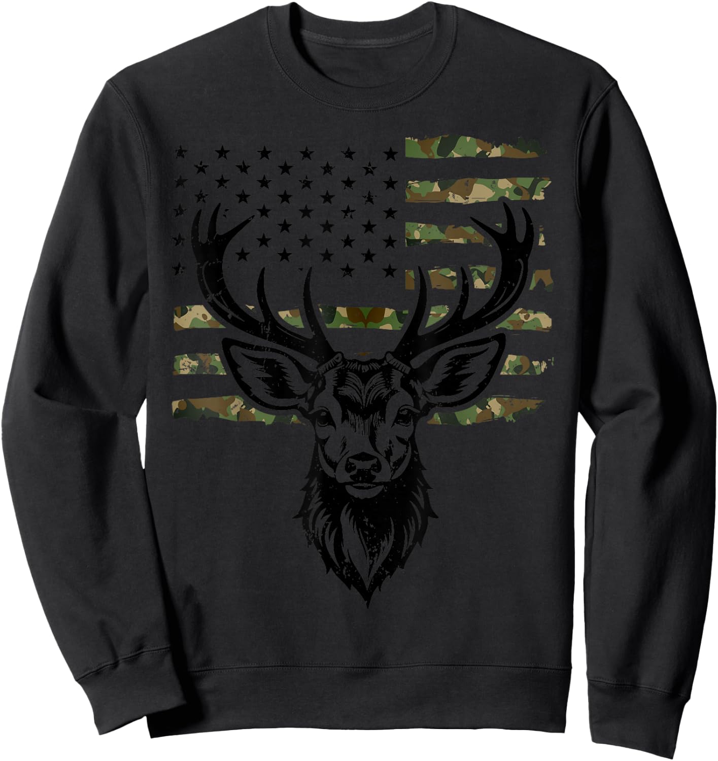 American flag deer hunting USA hunt vintage design for dad Sweatshirt - Sweatshirt | Black
