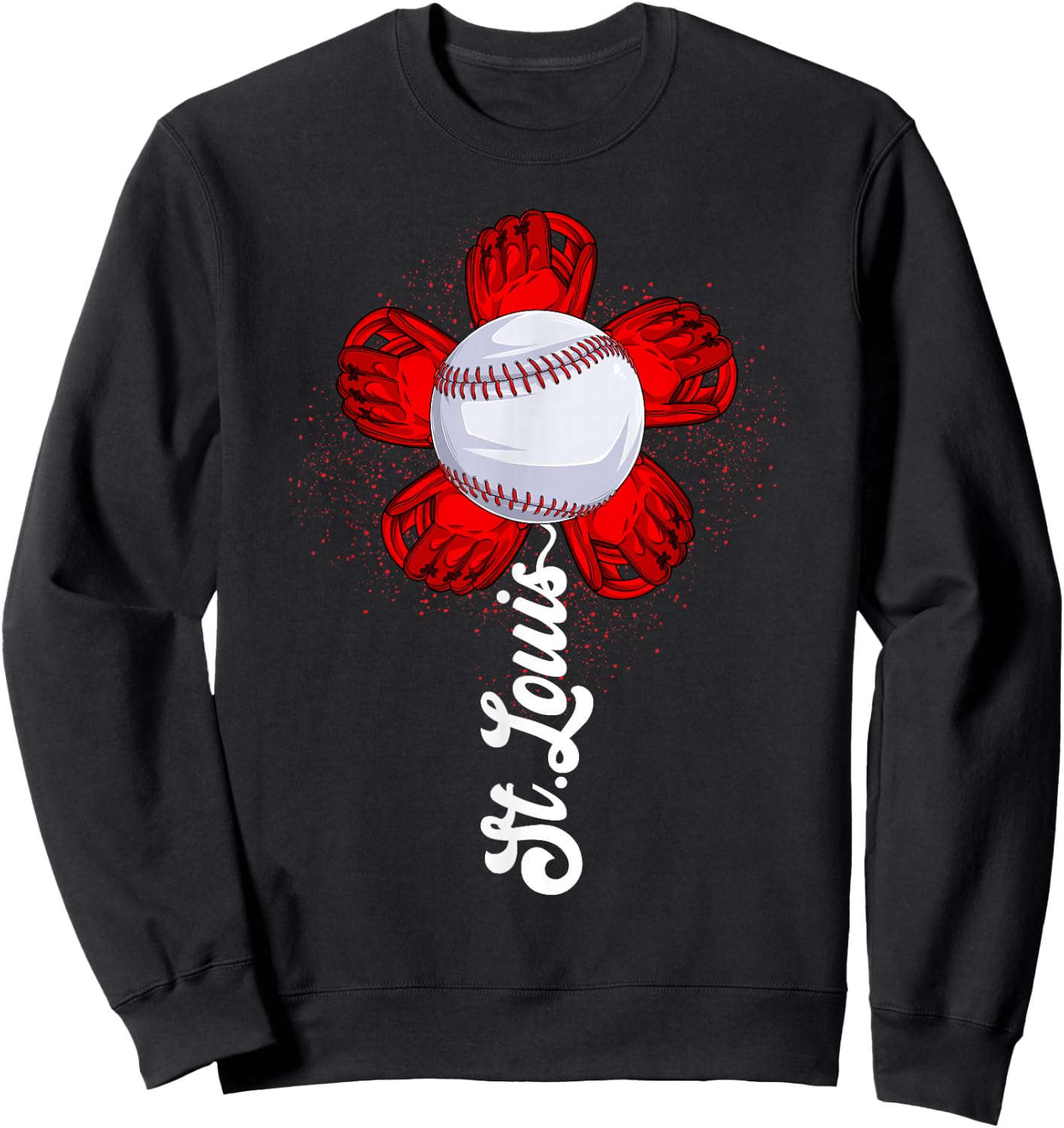 St. Louis Retro Baseball Flower Lover Met At Game Day Boys Sweatshirt - Sweatshirt | Black