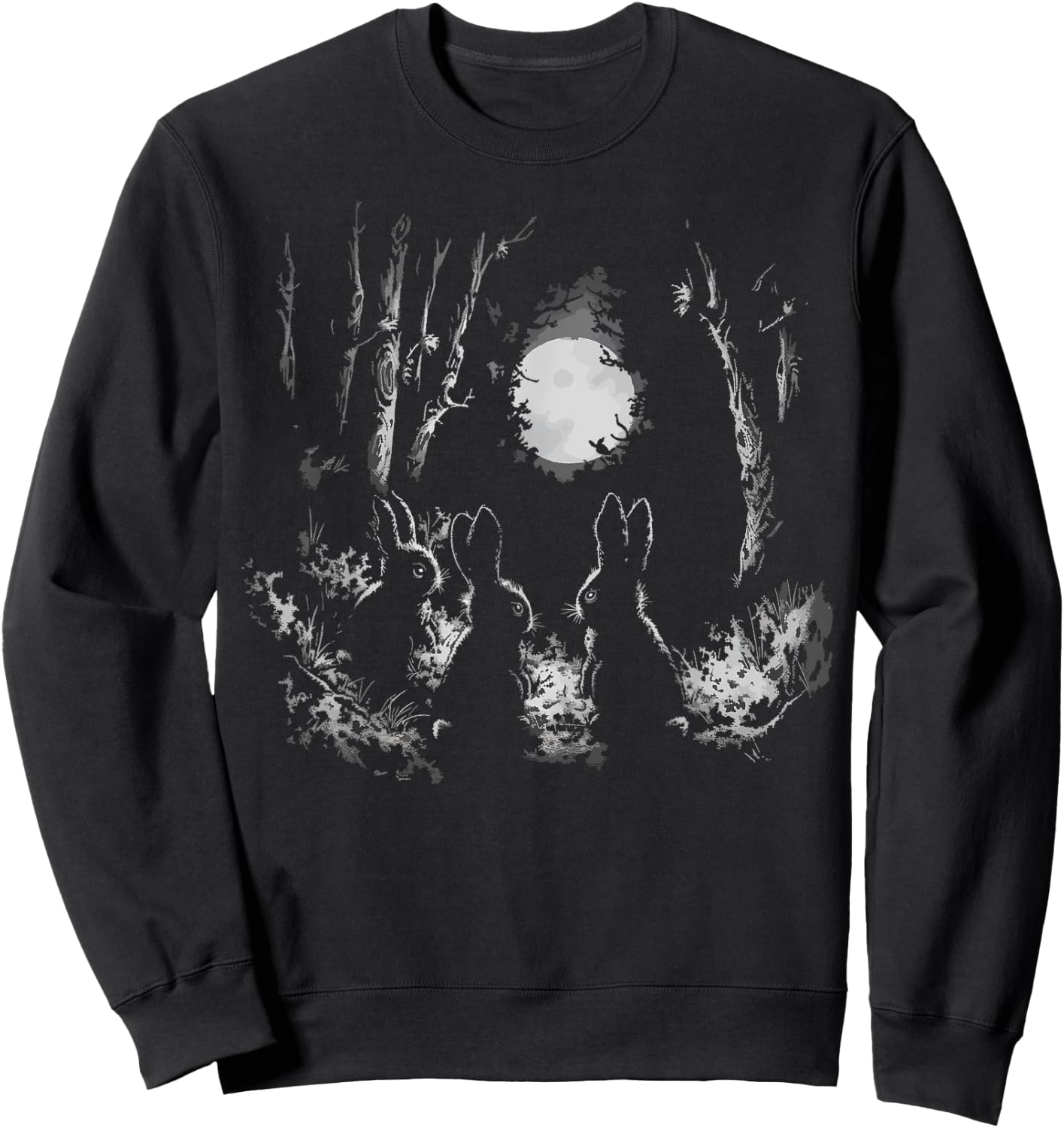 Bunny Rabbits Alt Goth Dark Grunge Creepy Cute Horror Forest Sweatshirt - Sweatshirt | Black