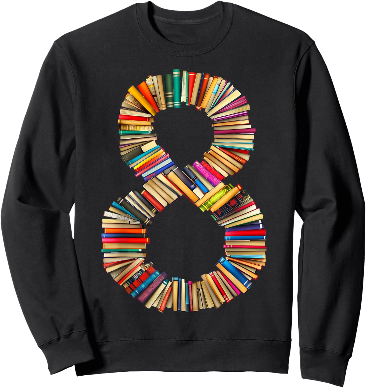 Fun 8th Birthday Books Themed 8 Years Old Boys Kids Girls Sweatshirt - Sweatshirt | Black