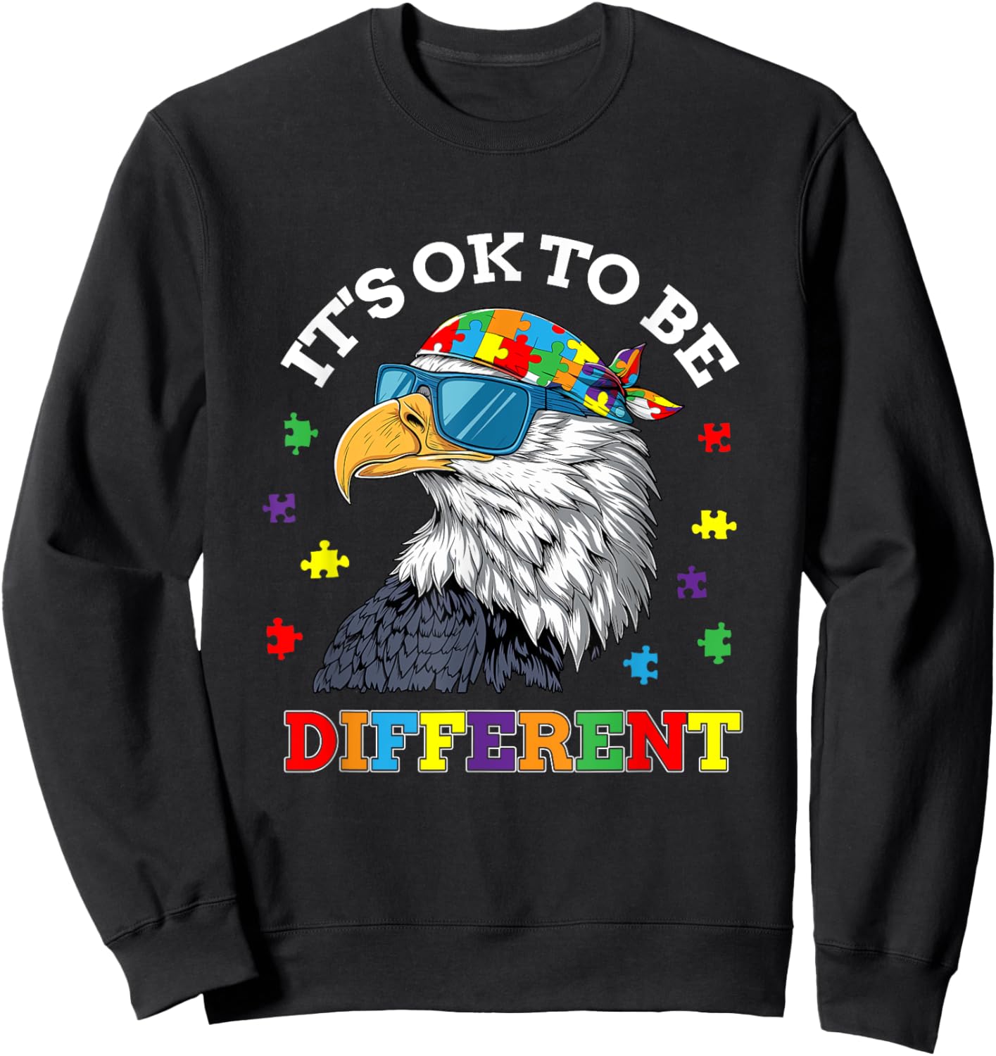 OK to Be Different Autism Awareness Eagle Sweatshirt - Sweatshirt | Black