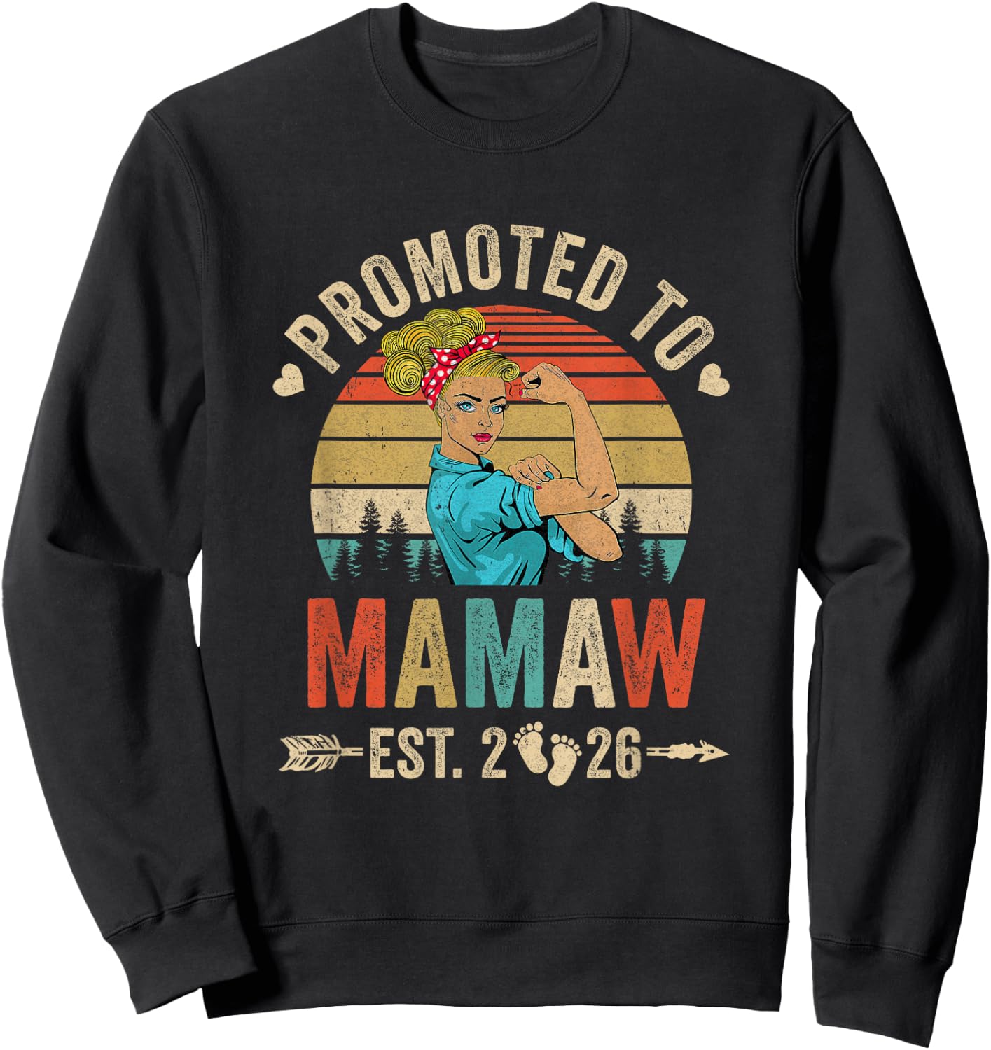 Promoted To Mamaw Est 2026 Retro First Time Mamaw Sweatshirt - Sweatshirt | Black