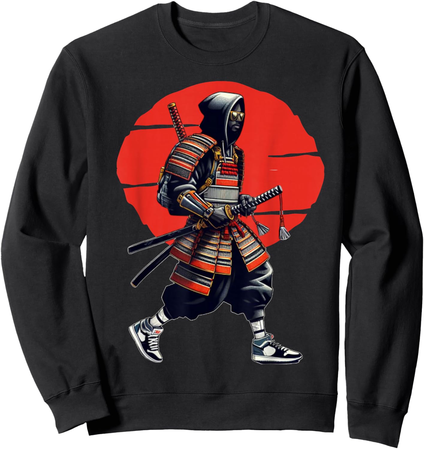 Afro American Samurai Japanese Warrior Vintage Bushido Sweatshirt - Sweatshirt | Black