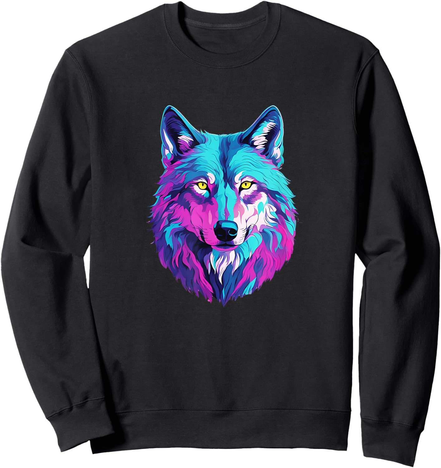 Vibrant Multicolored Wolf Sweatshirt - Sweatshirt | Black