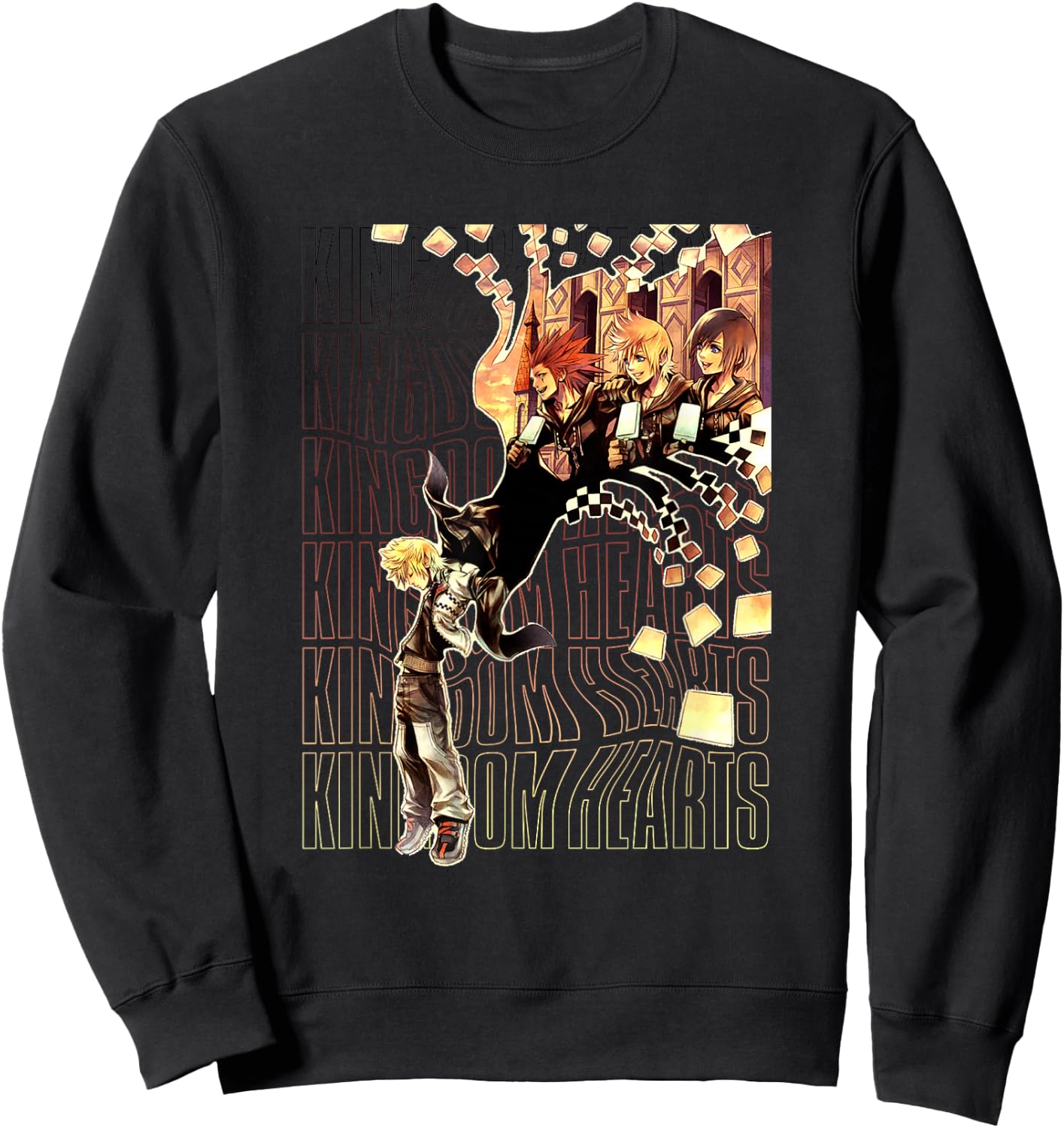 Disney Kingdom Hearts Sora Ice Cream Memory Chest Portrait Sweatshirt - Sweatshirt | Black