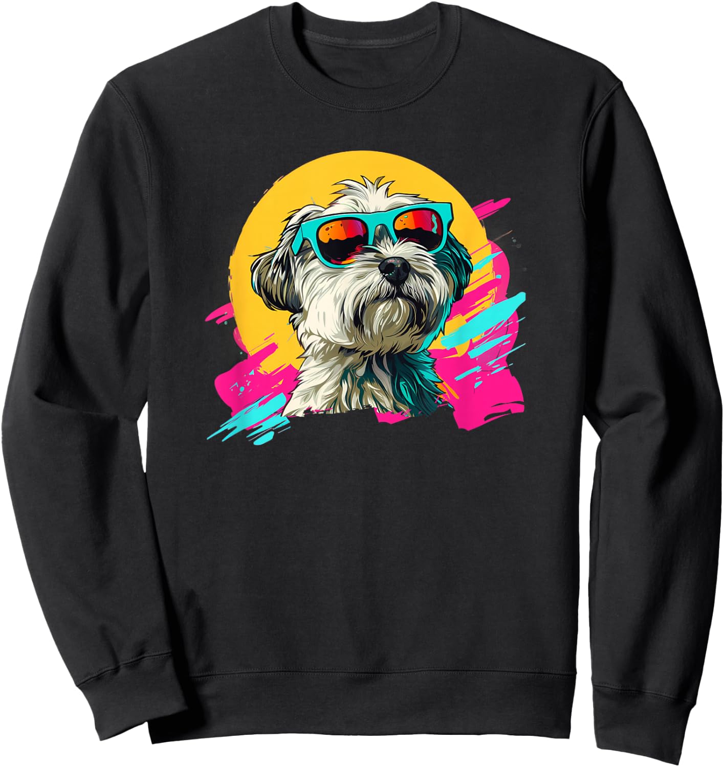 Kids Funny Retro Vintage 80s 90s Havanese Lover Sweatshirt - Sweatshirt | Black
