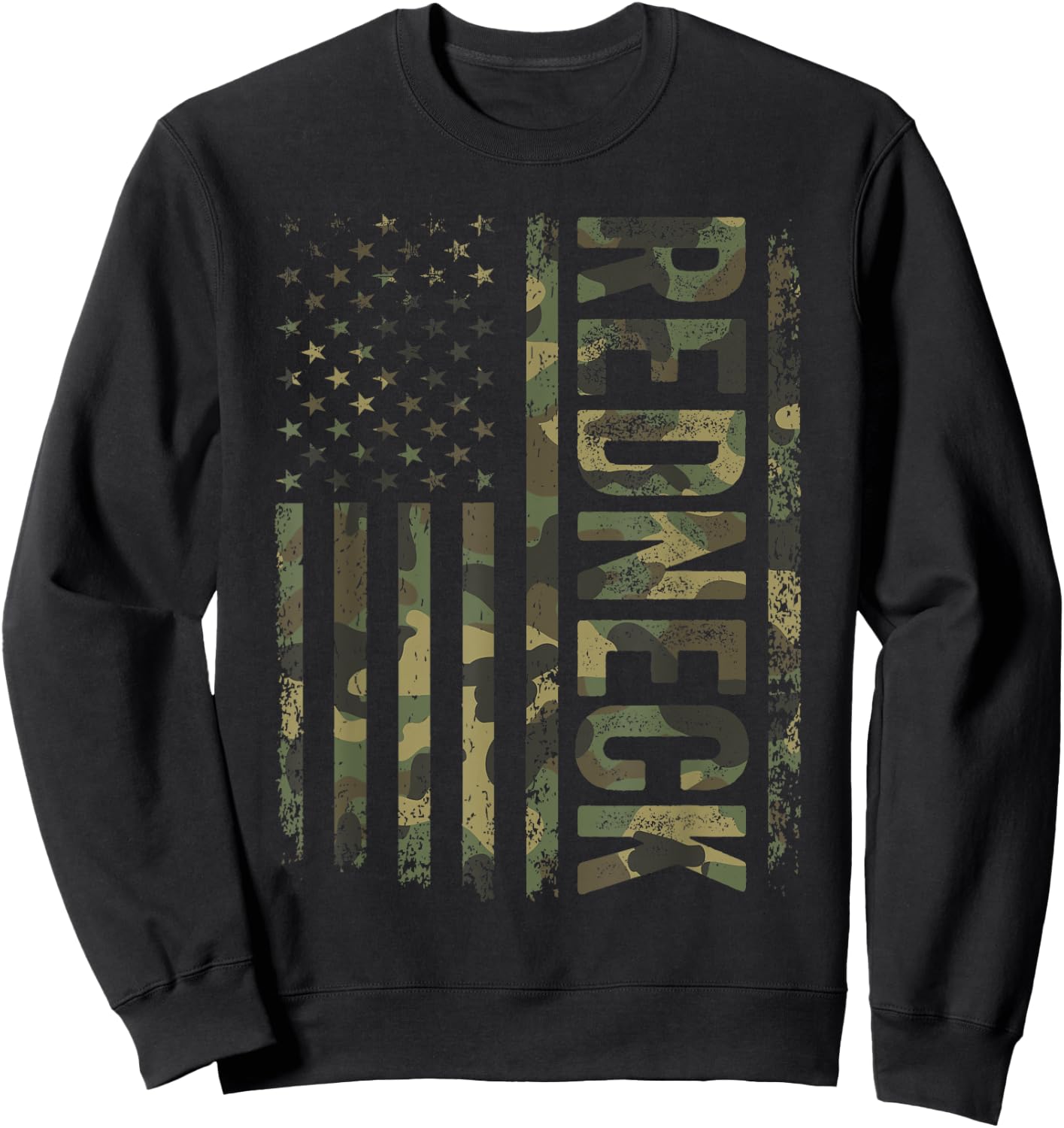 Redneck Army Camouflage American Flag Desert Camo Sweatshirt - Sweatshirt | Black