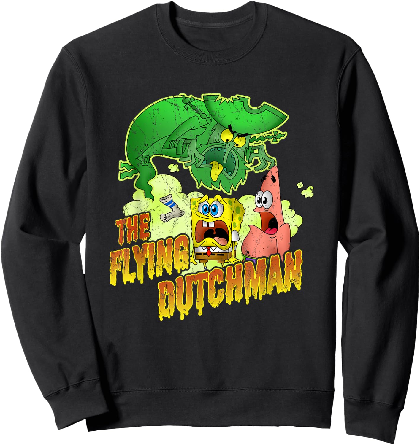 SpongeBob SquarePants The Flying Dutchman Distressed Sweatshirt - Sweatshirt | Black