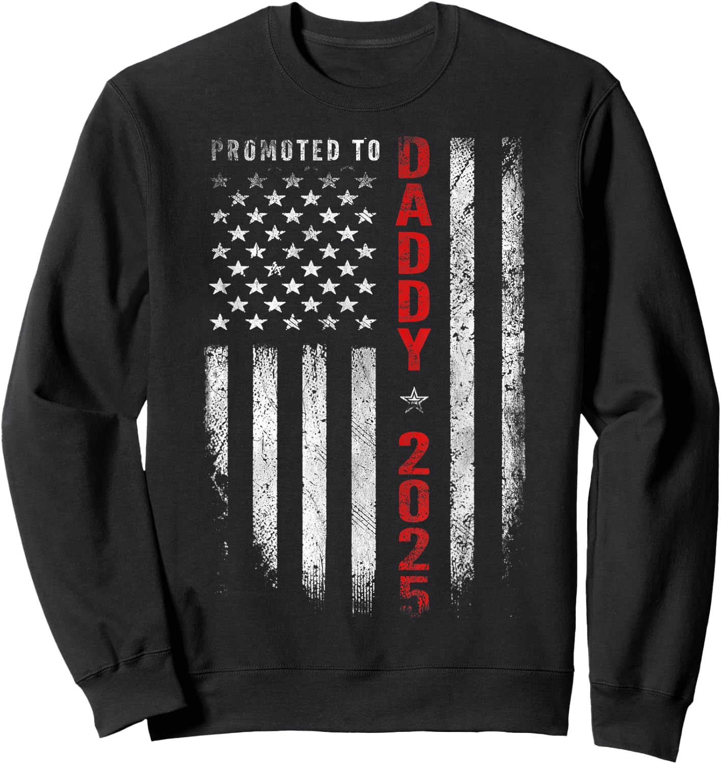 Patriotic Promoted to Daddy Est 2025 First Time Dad Sweatshirt - Sweatshirt | Black