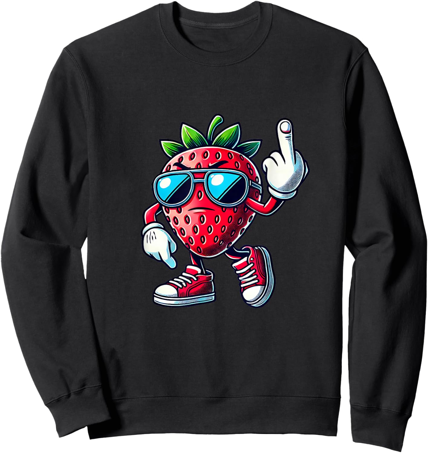 Funny strawberry fruit middle finger meme Sweatshirt - Sweatshirt | Black