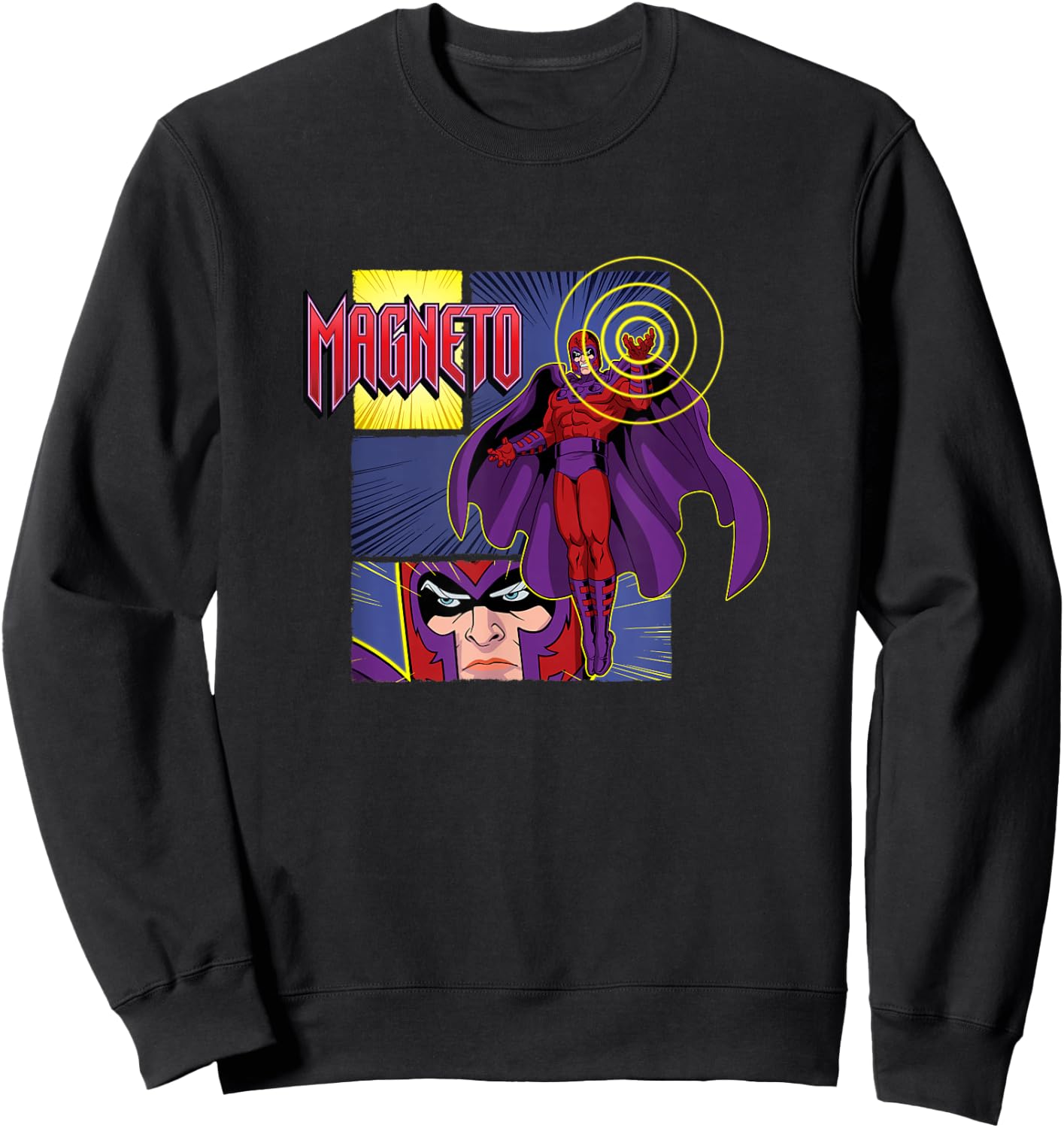 Marvel X-Men '97 Magneto Comic Book Villain Panels Vintage Sweatshirt - Sweatshirt | Black