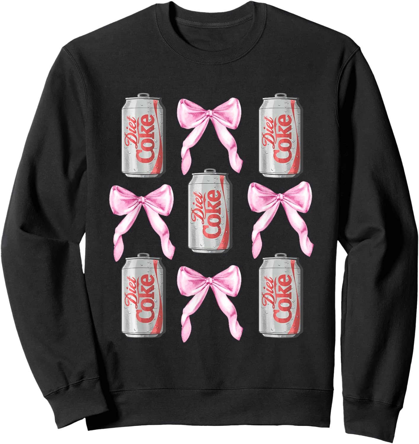 Coca-Cola Diet Coke & Pink Bows Collage Logo Vintage Sweatshirt - Sweatshirt | Black
