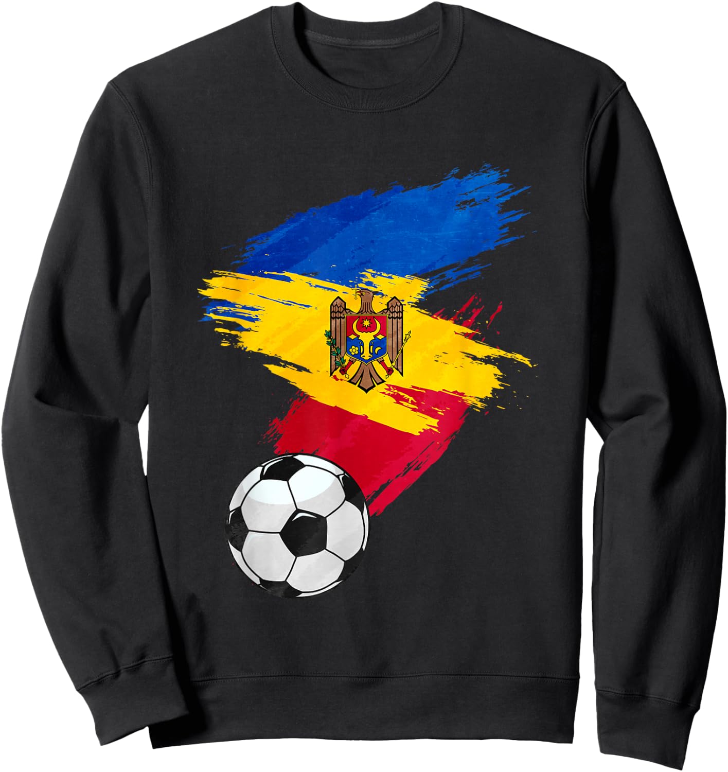 Moldova Soccer Football Flag Sweatshirt - Sweatshirt | Black