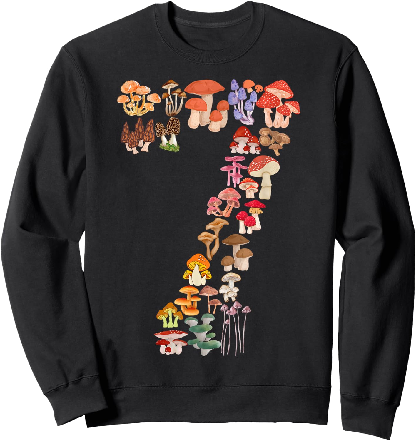 Kids 7th Birthday Mushroom Themed 7 Years Old Boys Girls Sweatshirt - Sweatshirt | Black