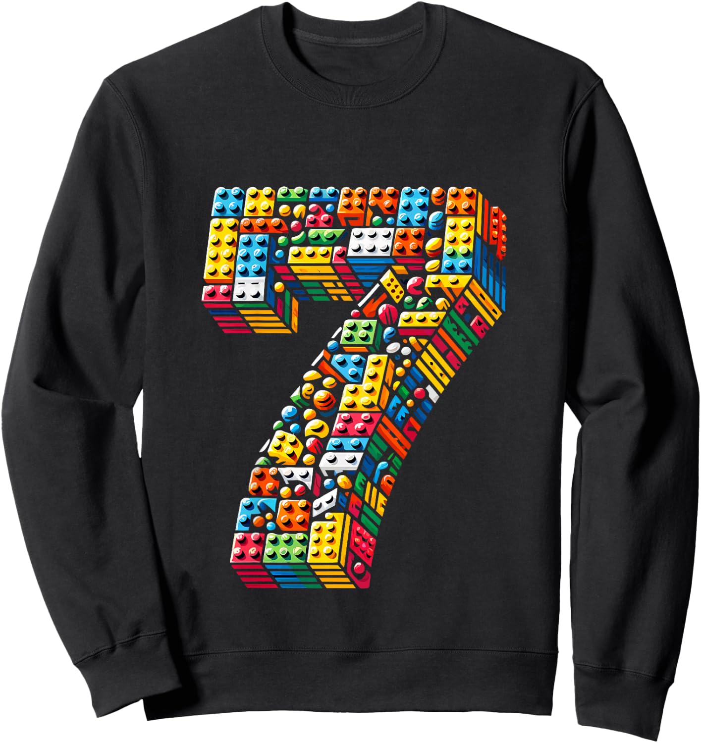 Kids 7 Year Old Blocks Building Master Builder 7th Birthday Boy Sweatshirt - Sweatshirt | Black