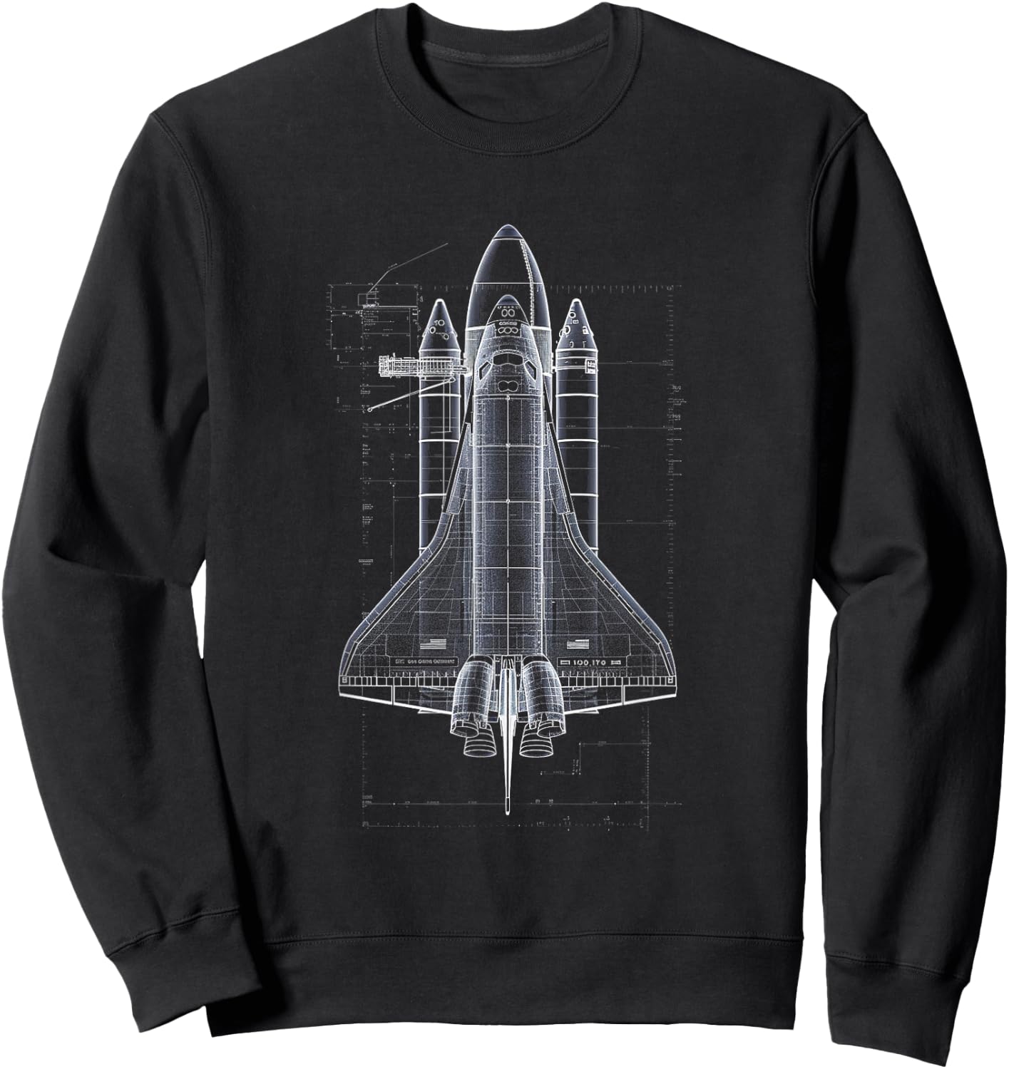 Space Shuttle Blueprint Sweatshirt - Sweatshirt | Black