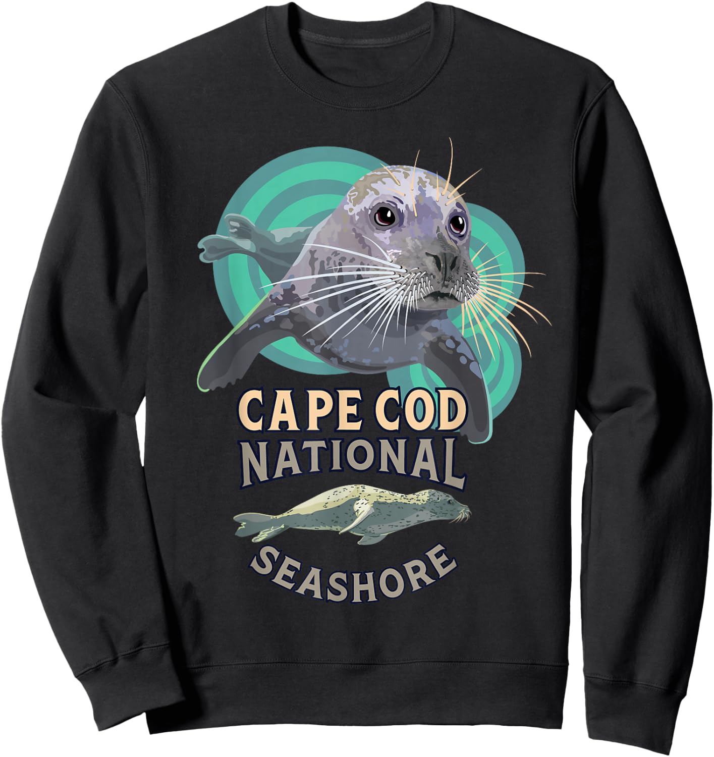 Harbor Seal at Cape Cod National Seashore Beach Souvenir Sweatshirt - Sweatshirt | Black