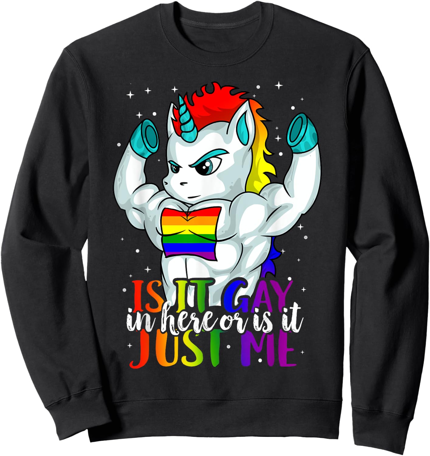 Gay as Fuck Pride Week Unicorn Lesbian Gay Sweatshirt - Sweatshirt | Black
