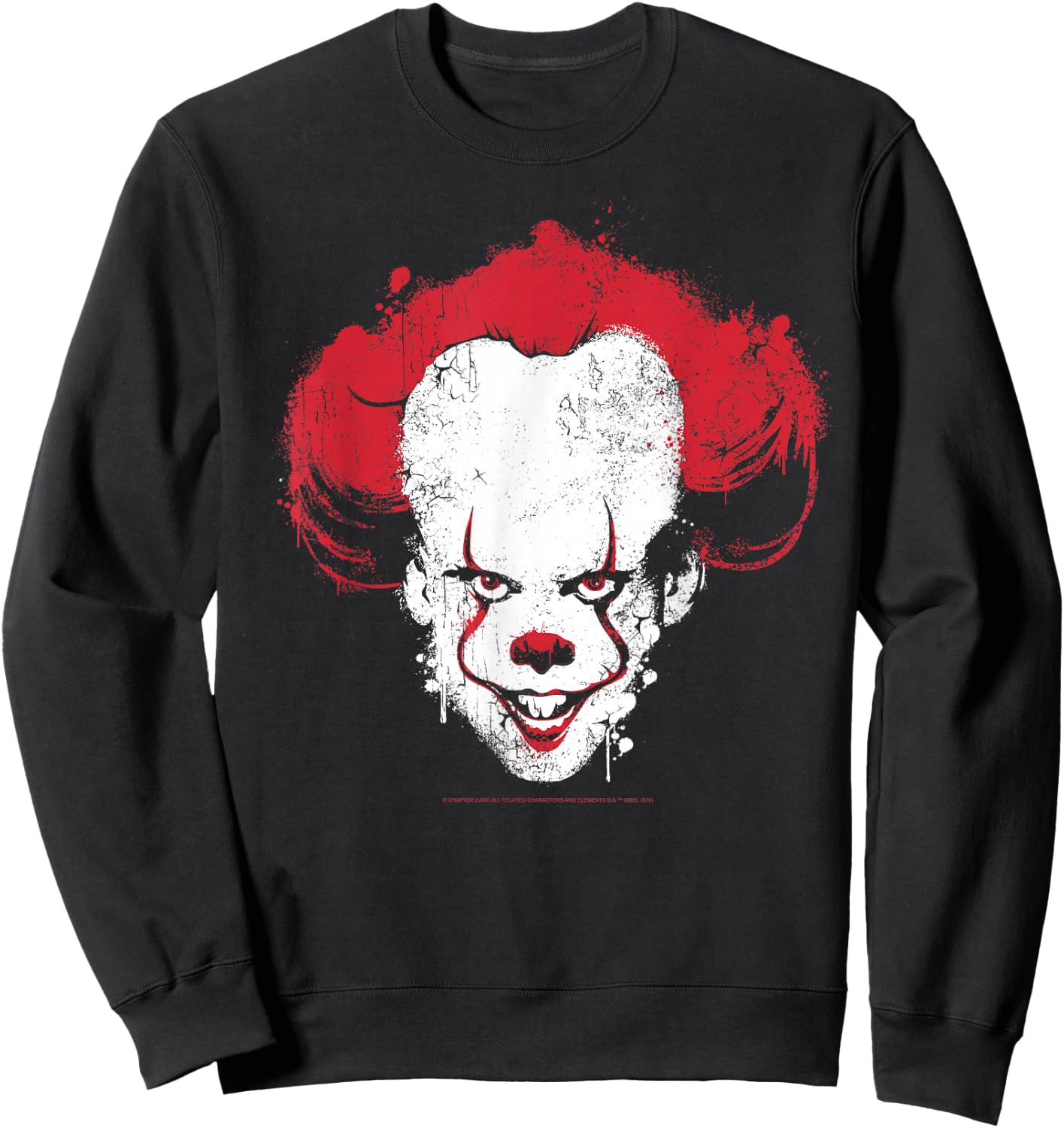 IT: Chapter Two Pennywise Big Face Paint Splatter Sweatshirt - Sweatshirt | Black