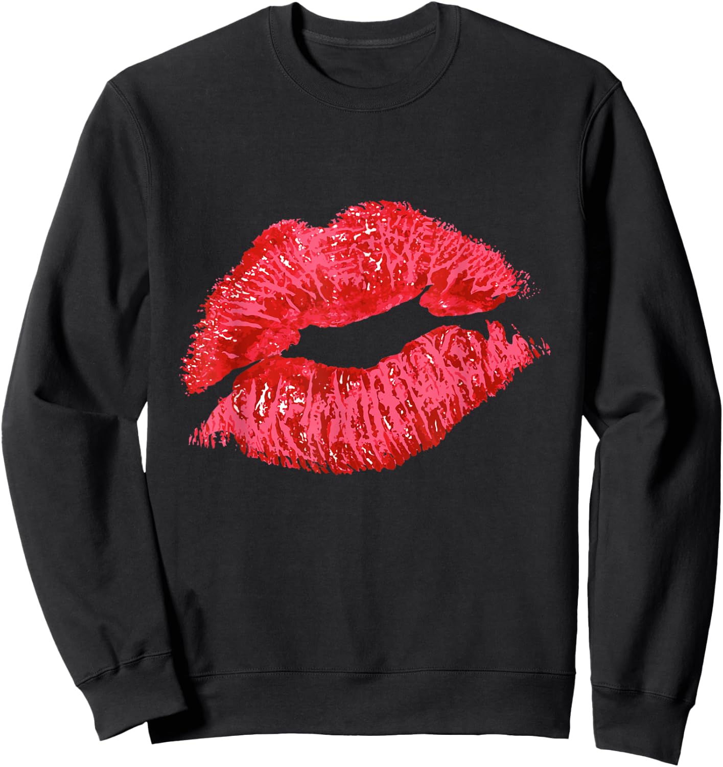 Sexy Lips Red Lipstick Kiss Sweatshirt - Sweatshirt | Black