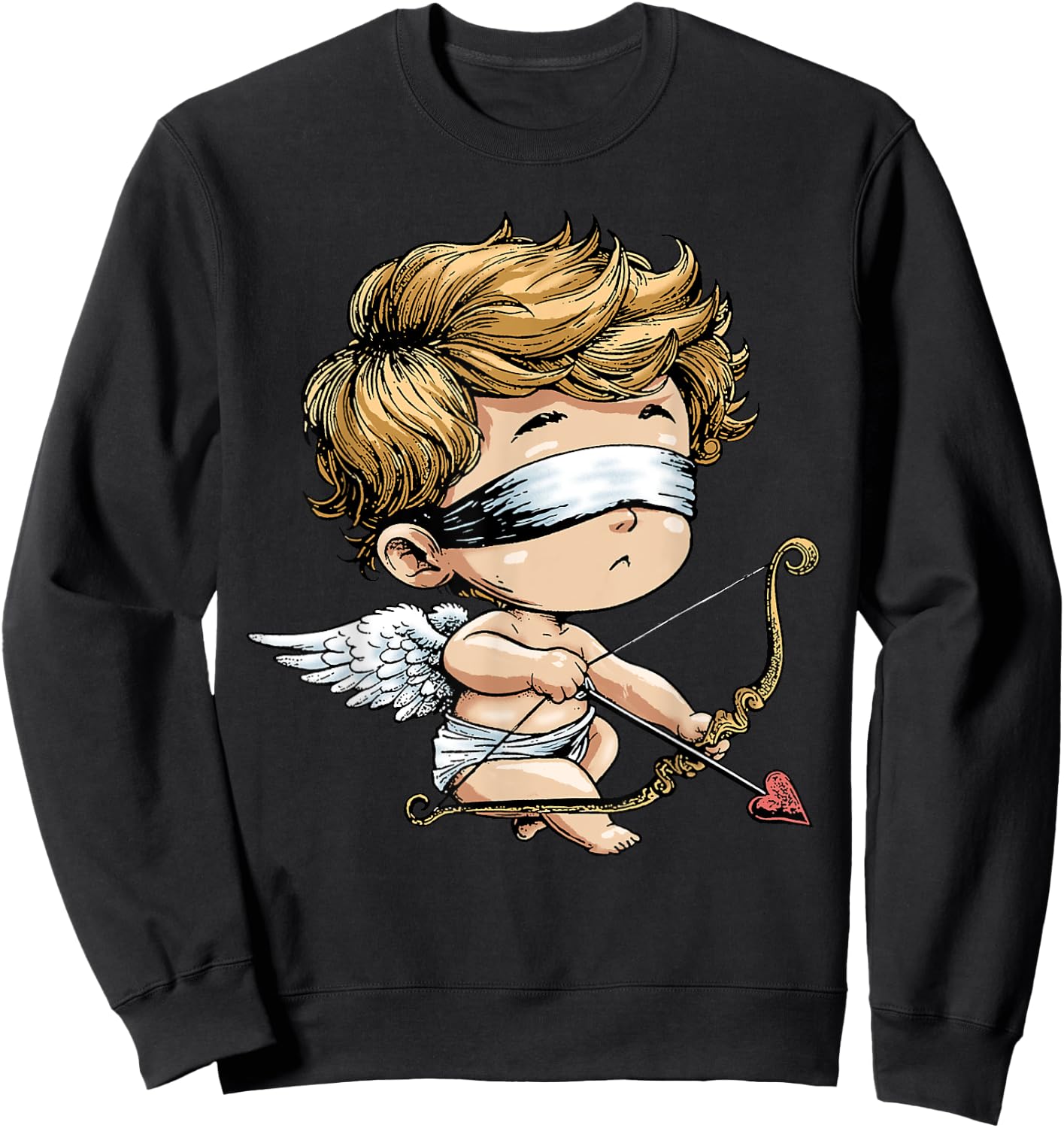 Angel Cupid Shirt Funny Love Blind Cupid Valentines Day Sweatshirt - Sweatshirt | Black