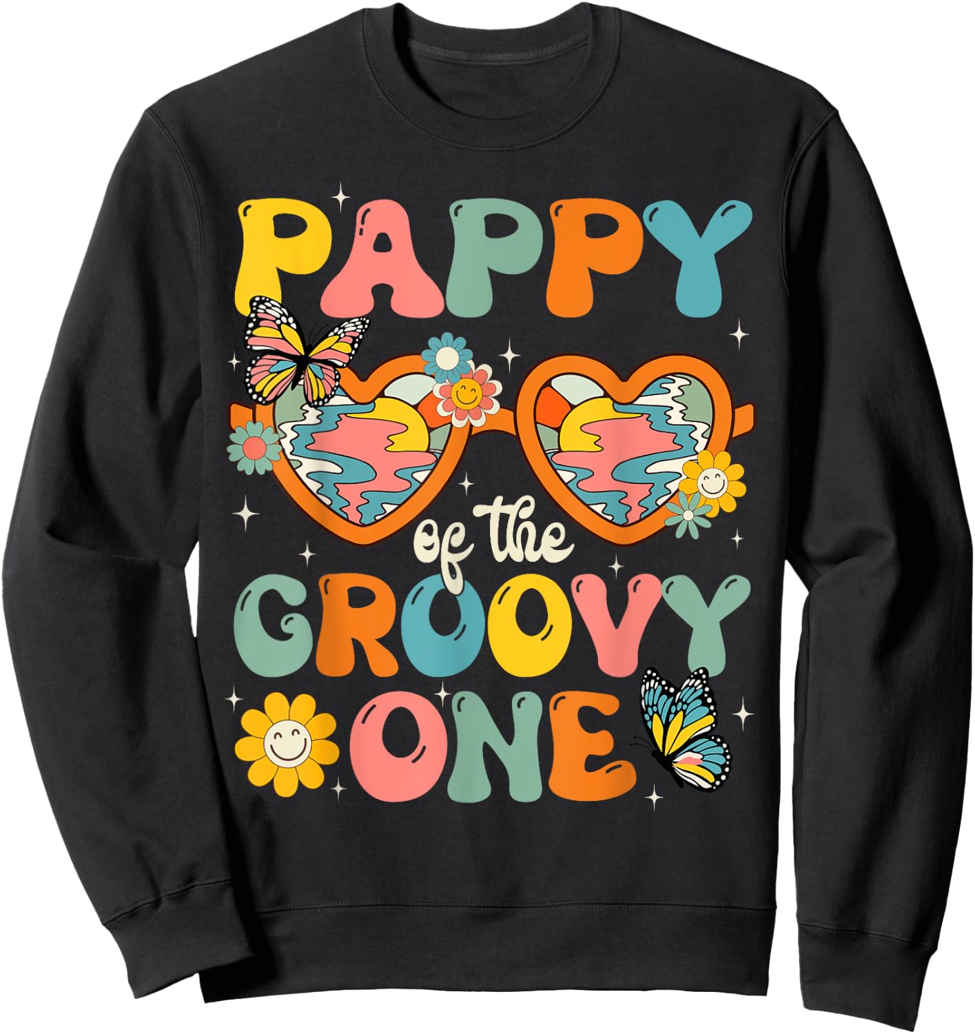 Pappy of the Groovy One Glasses Birthday Party Sweatshirt - Sweatshirt | Black
