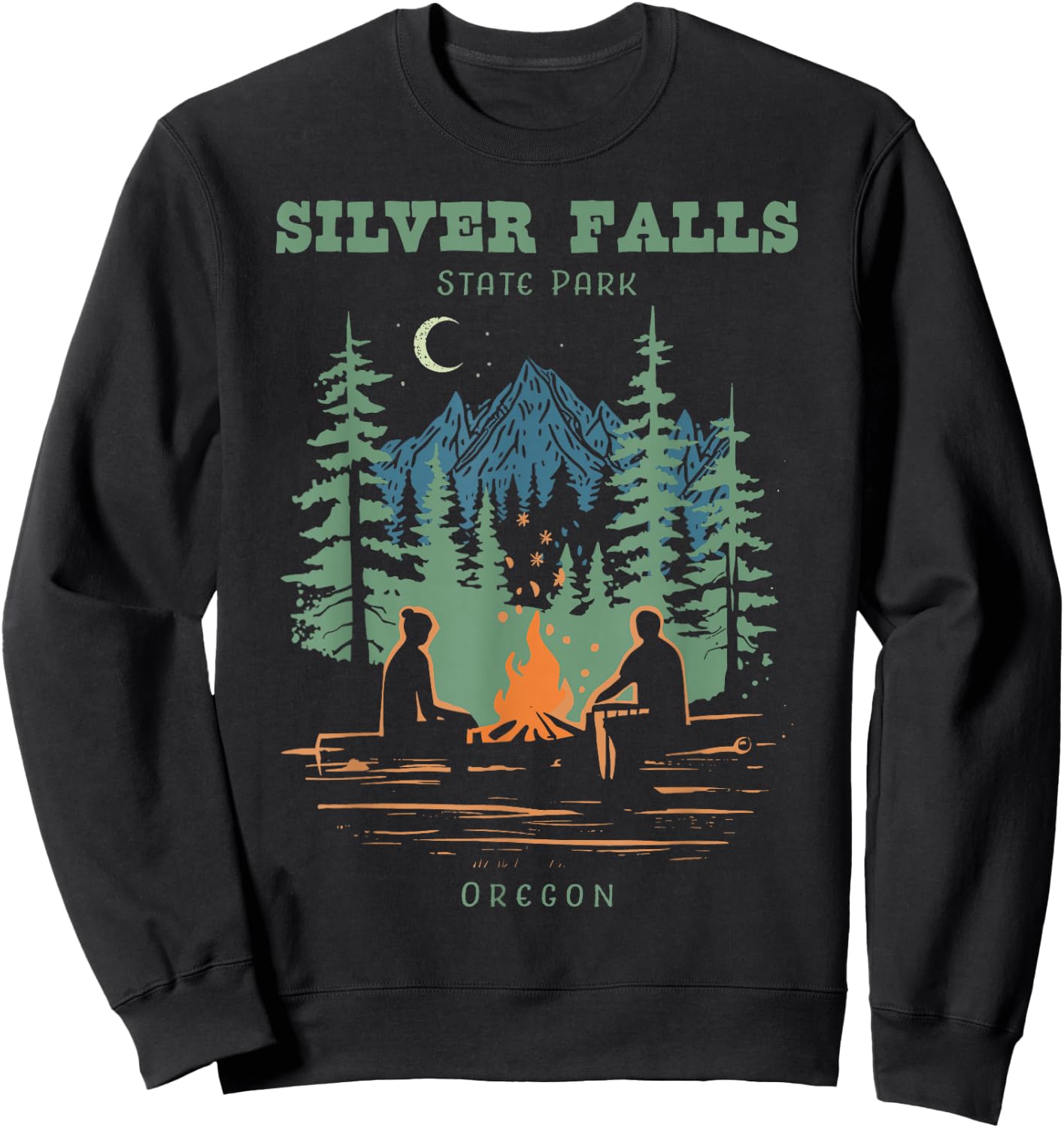 Silver Falls State Park Oregon Retro Vintage Sweatshirt - Sweatshirt | Black