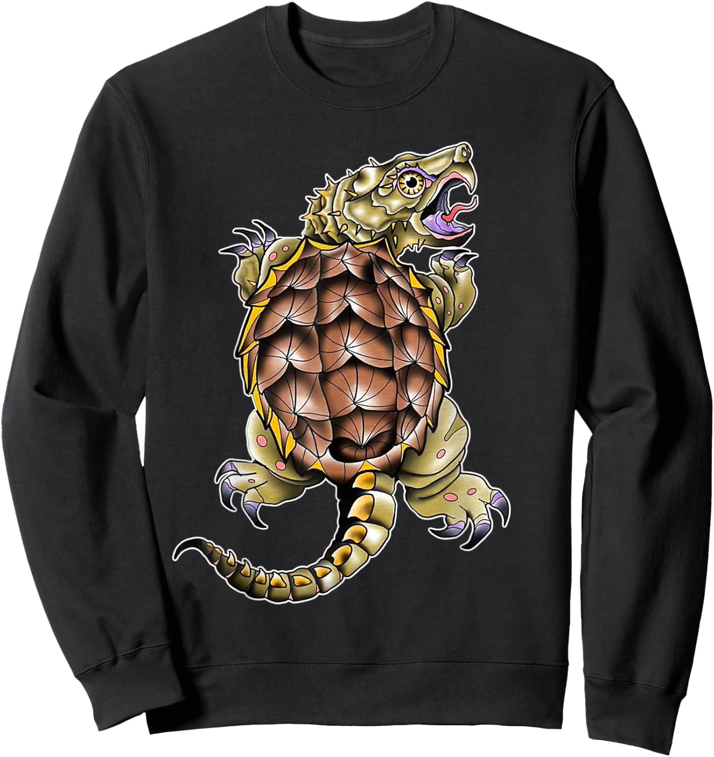 Alligator Snapping Turtle Neo-Traditional Tattoo Flash Sweatshirt - Sweatshirt | Black