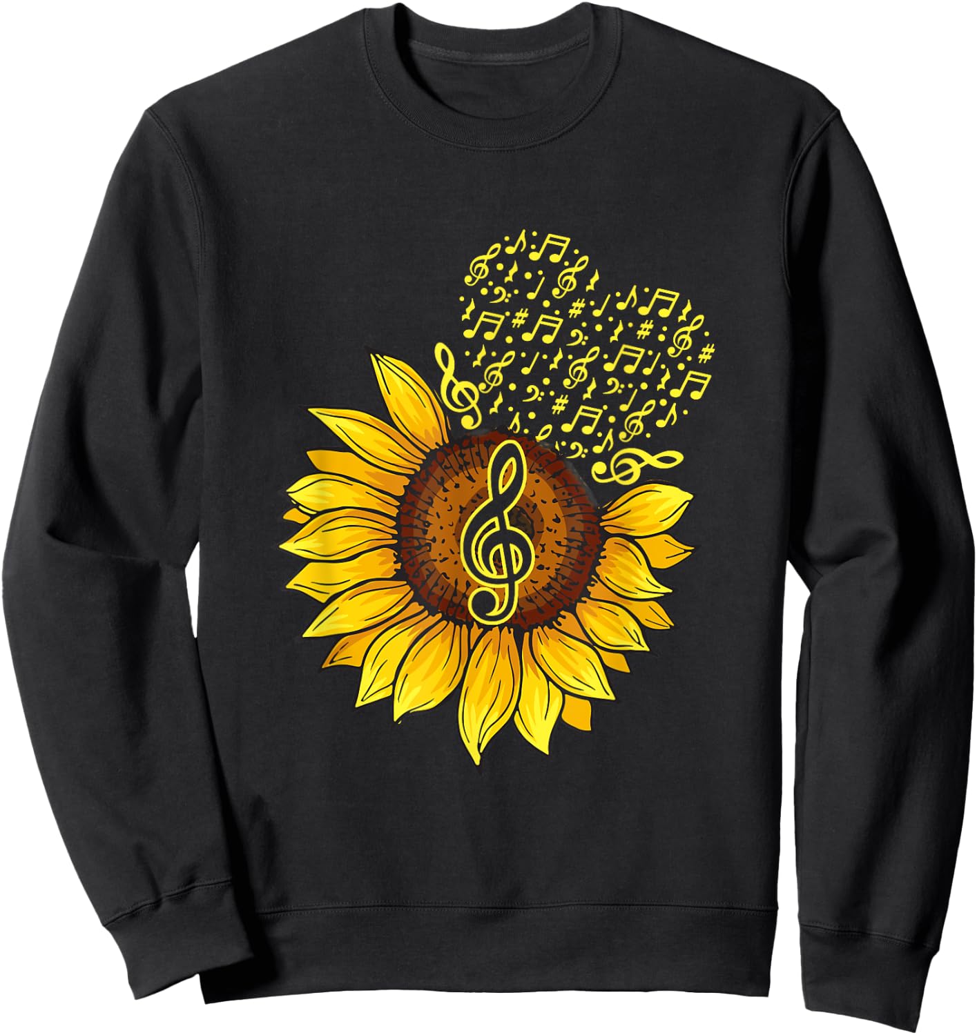 Musician Sunflower Heart Music Note Music Lovers Musical Sweatshirt - Sweatshirt | Black
