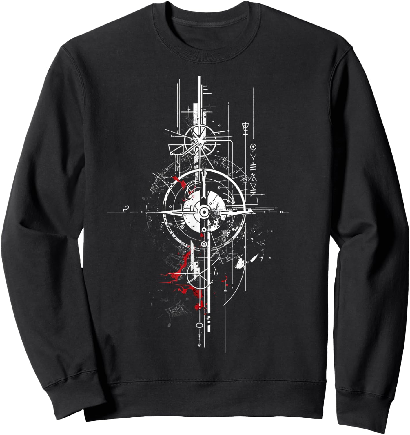 Geometric Drawing Motif Illustration Art Geometric Sweatshirt - Sweatshirt | Black