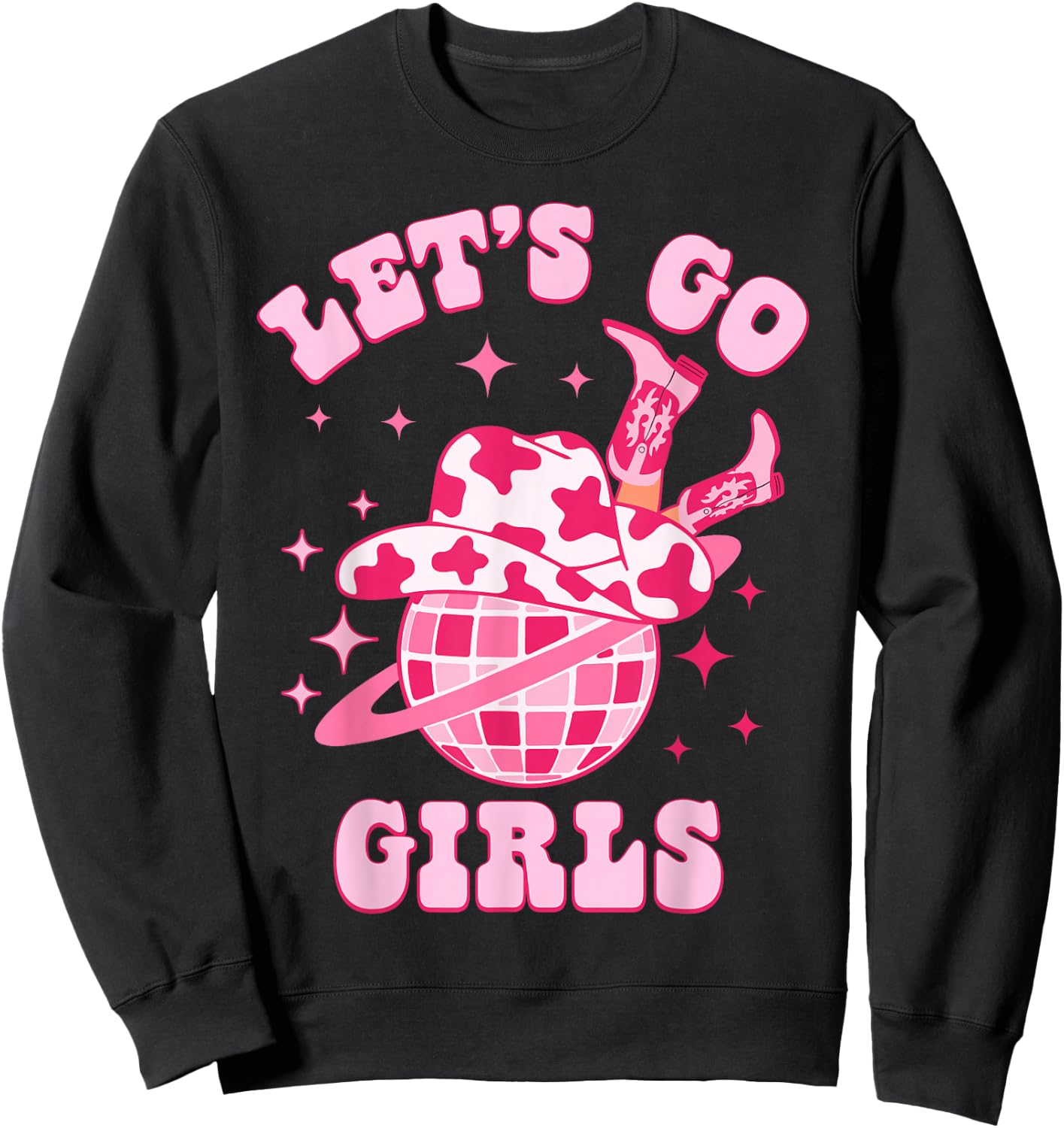 Let's Go Girls Western Cowgirl Groovy Bachelorette Party Sweatshirt - Sweatshirt | Black
